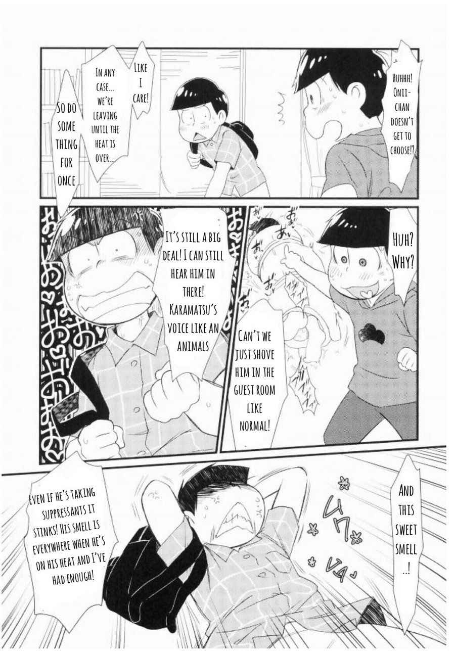 [MatsuCha. (Maccha)] Jinan Ni Hatsujō-ki Ga Yattekita Nodesuga Taihenna Koto Ni Natte Imasu | The Second Son's Heat Came Now There's Big Trouble (Osomatsu-san) [English]