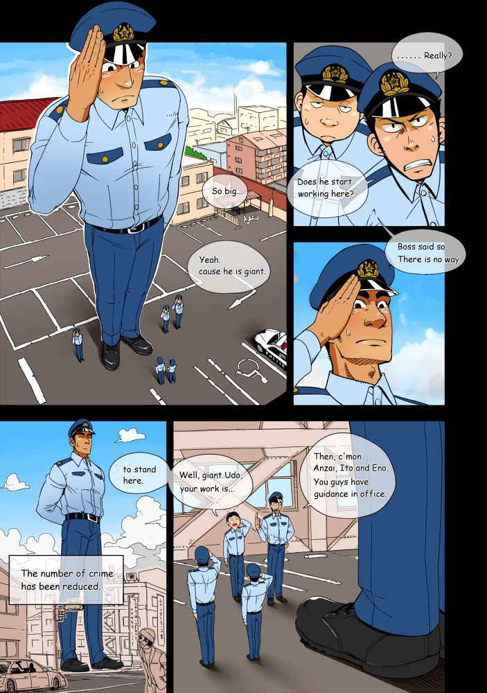 [Gakuranman/Chijimetaro] Giant Policeman - Free version (giant male comic)