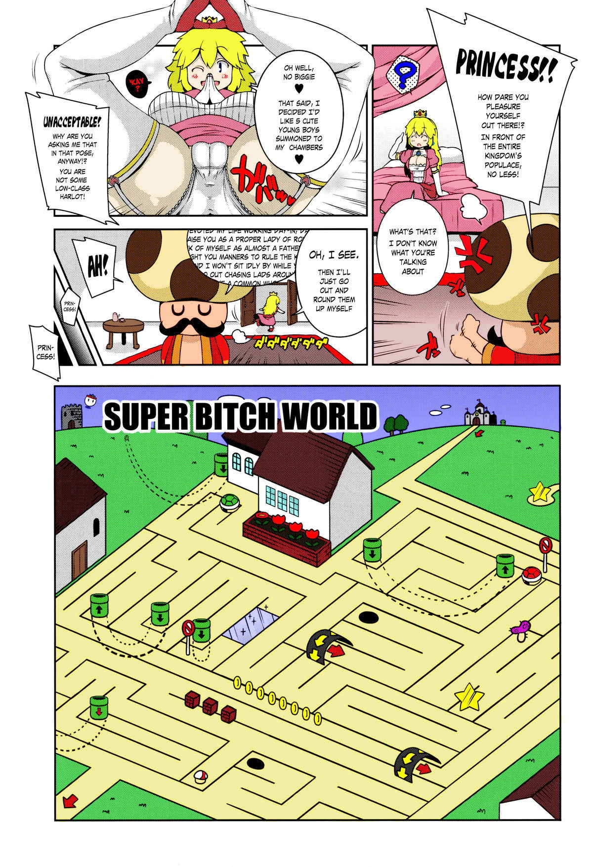 (C87) [Watosato (Sugiura Sen)] SUPER BITCH WORLD (Super Mario Brothers) [English] {risette-translations} [Colorized]