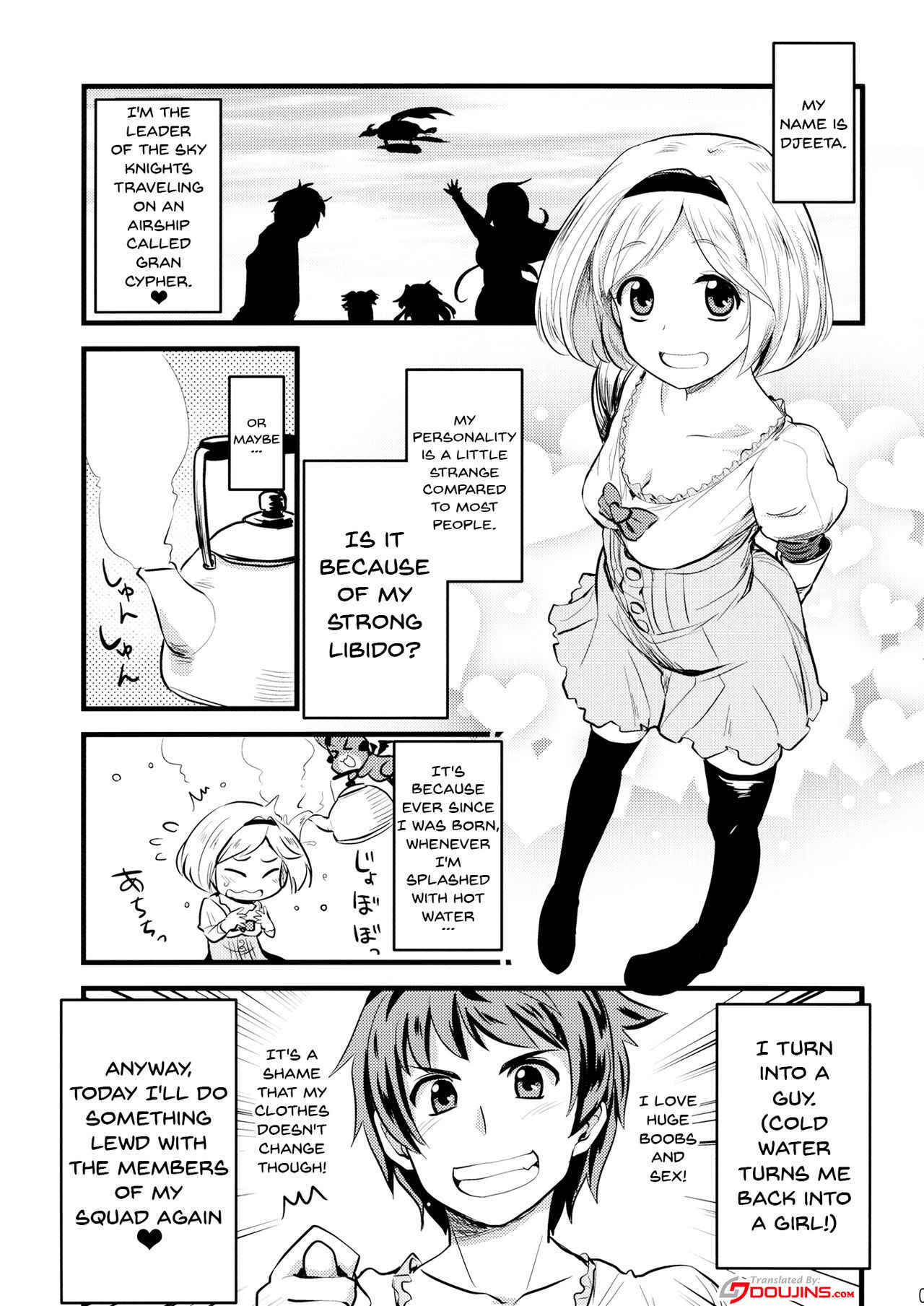 (COMIC1☆10) [Shin Hijiridou Honpo (Hijiri Tsukasa)] Mizu o Kaburu to Onna ni Nacchau Fuzaketa Taishitsu. | The Messed Up Experience of Being Covered In Water And Turned Into a Girl (Granblue Fantasy) [English] [Doujins.com]