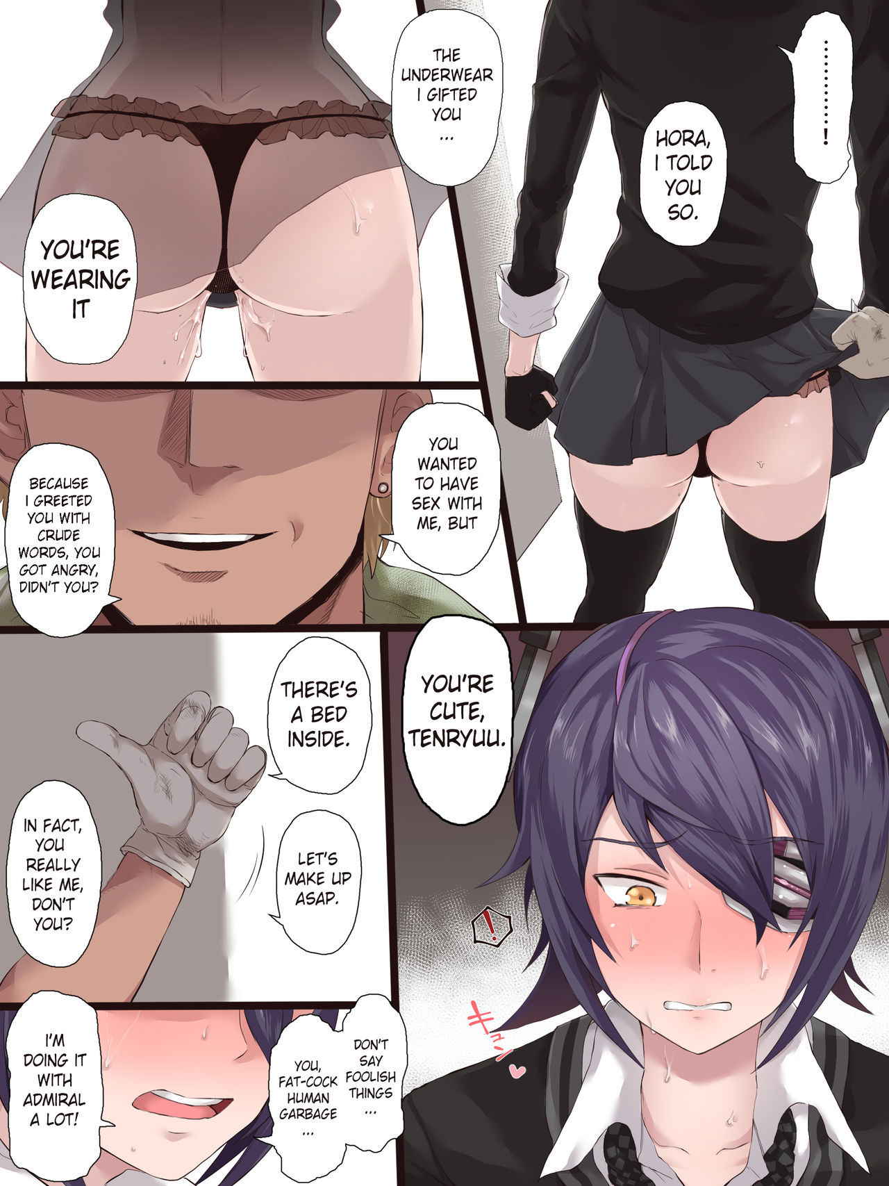 [Terasu] Teitoku ga Shiranai Tokoro de Yarichin Seibishi to no Uwaki Sex ni Dohamari Shita KanColle no Tenryuu | While admiral doesn't know it, Tenryuu is having NTR sex with an engineer. (Kantai Collection -Kancolle-) [English]