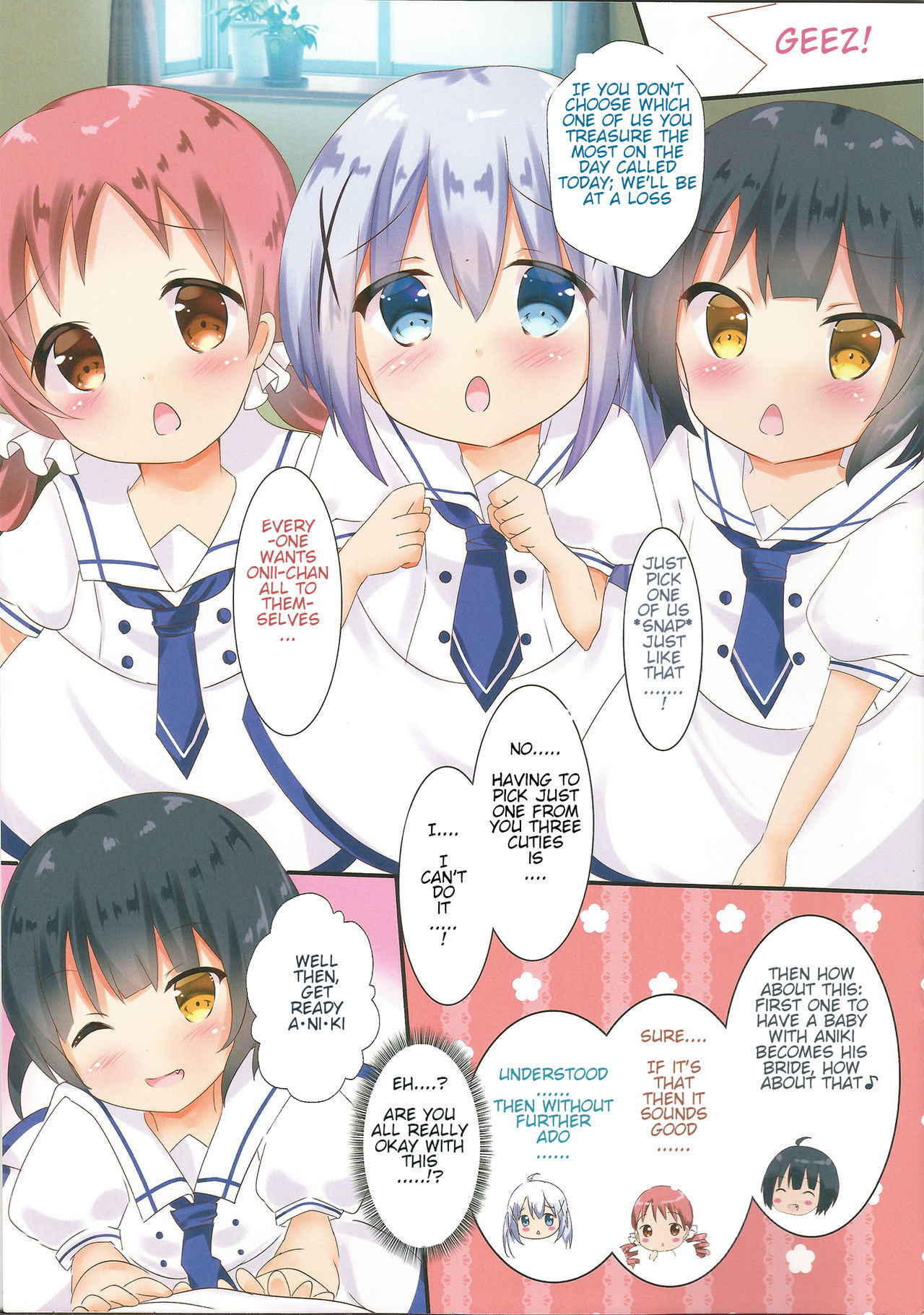 (COMIC1☆13) [CARAMEL CRUNCH! (Rikatan)] Kozukuri Chimahametai (Gochuumon wa Usagi desu ka?) [English]