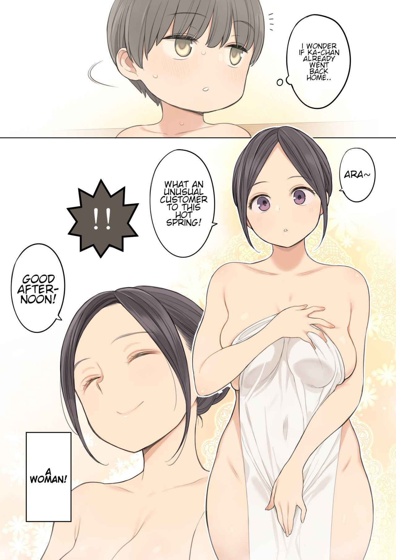 [Higuma-ya (Nora Higuma)] Konyoku Onsen de Toshiue no Onee-san ni Ippai Shasei Sasete Morau Hanashi | Story of how I came a lot with an older oneesan at the mixed hot spring bath [English] [Shippoyasha]