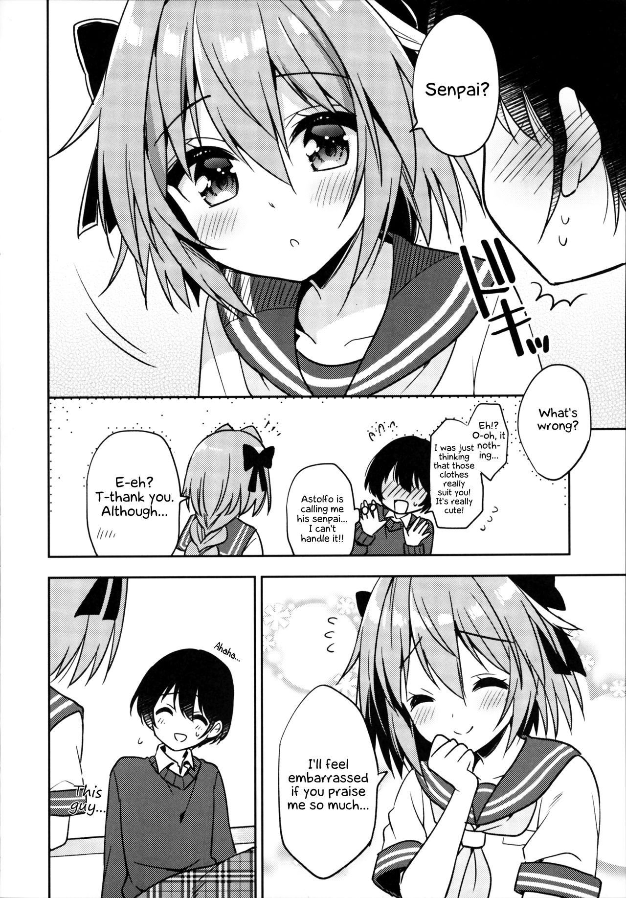 (C95) [R*kaffy (Aichi Shiho)] Astolfo Cos no Kouhai ni Kokuhaku Sarete Sex Shita Hanashi | A Story About My Astolfo Cosplaying Kouhai (♂) Confessing His Love and Having Sex. (Fate/Grand Order) [English] [EHCOVE]