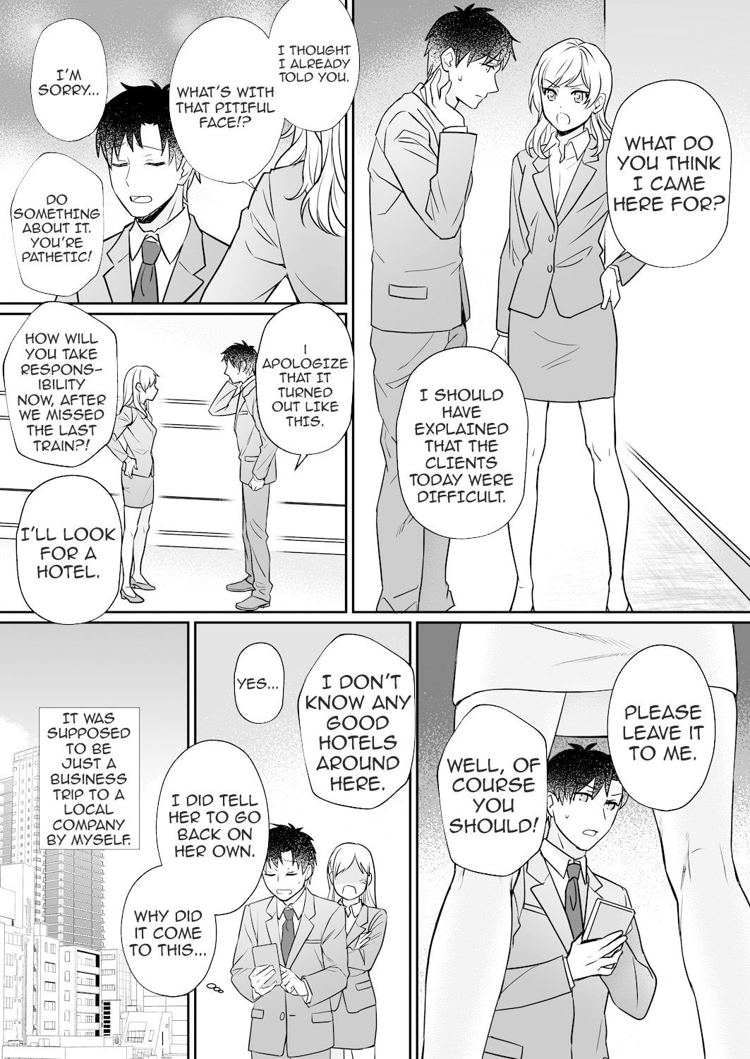 [Yuyama Chika] Capsule Hotel ni Tomattara Oni Joushi ga Ore no Shita de Torogao ni Natta 1 | Staying at a capsule hotel my demon boss makes a torogao under me Ch. 1 [English] [Comfy Pillow Scans]