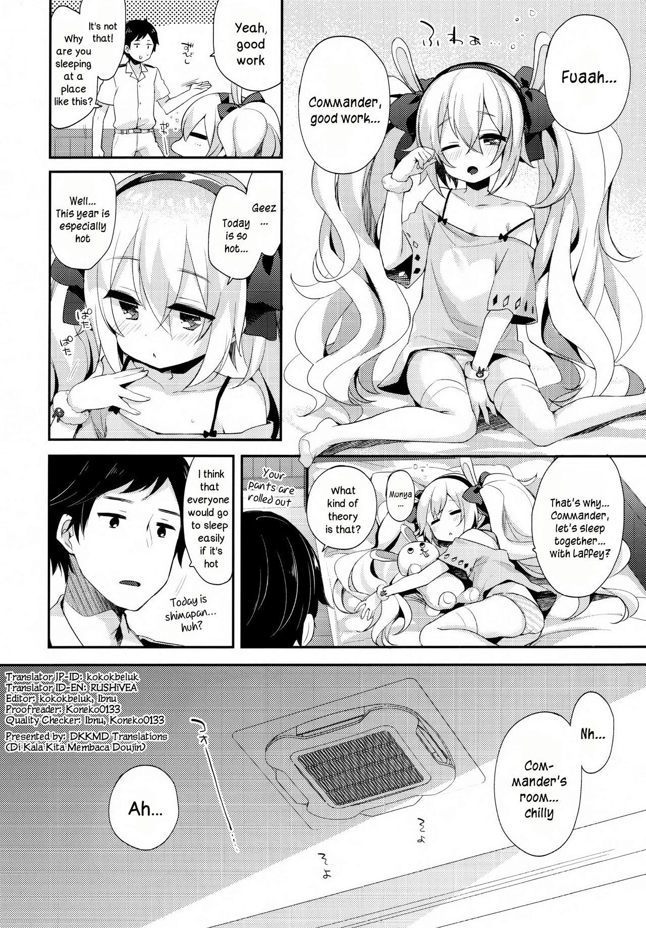 (C94) [Touyoko Surfrider (Fummy)] Shikikan, Kyou wa Atsui kara Laffey to Nenne... Shiyo? (Azur Lane) [English] [DKKMD Translations]