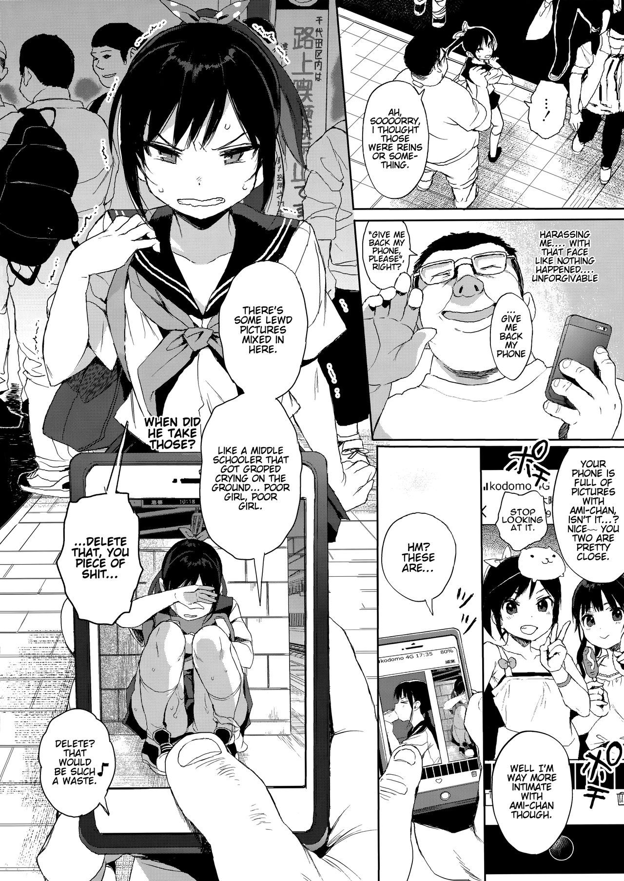 (C95) [micro page (Kuromotokun)] JC Chikan de Seikyouiku 2 + JC no Omake | Molesting a Middle Schooler for Sex Education 2 + Extra [English] [Doujin Dungeon]