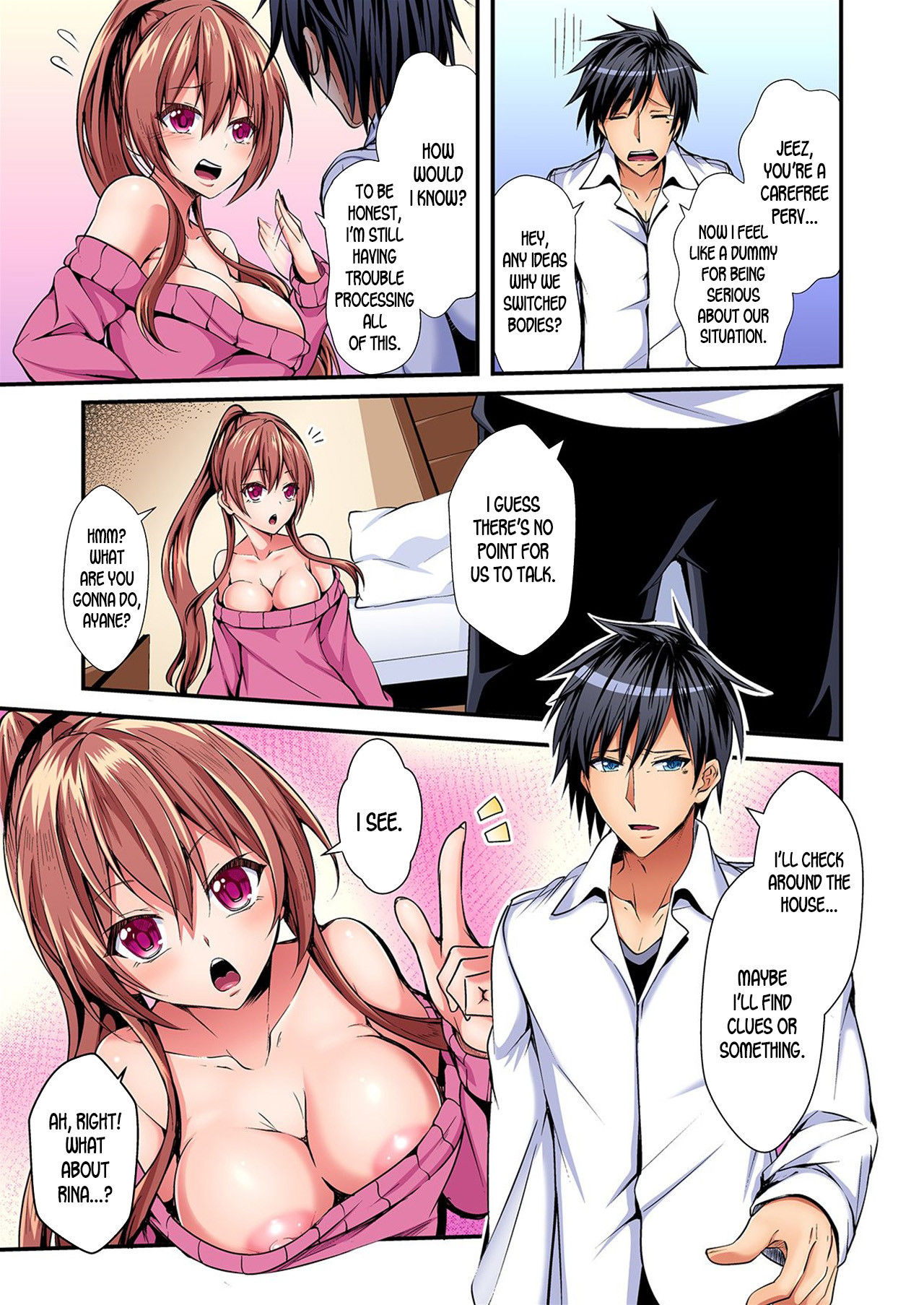 [Suishin Tenra] Irekawatte Dotabata Ecchi! ~Aya-nee no Binkan na Karada ni Ore wa Taerarenai  | Switch bodies and have noisy sex! I can't stand Ayanee's sensitive body 1-6 [English] [desudesu]