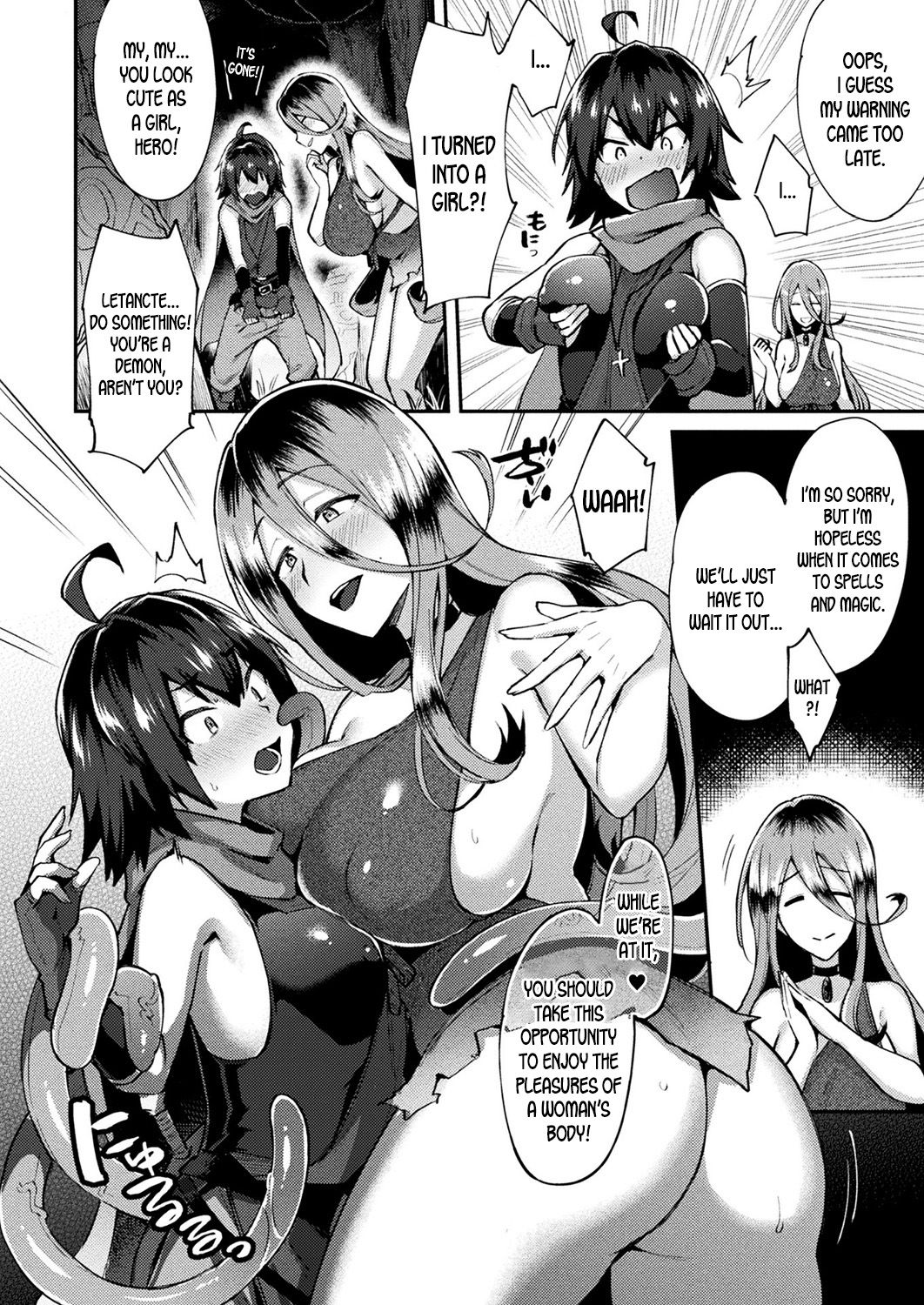 [Ikeshita Maue] Shokushu-san to Yuusha-kun ~Nazo no Kinsho de Seitenkan!?~ | Tentacle-san and Hero-kun - Gender Bending Through the Mysterious Forbidden Book?! (COMIC Unreal 2018-08 Vol.74) [English] [desudesu] [Digital]