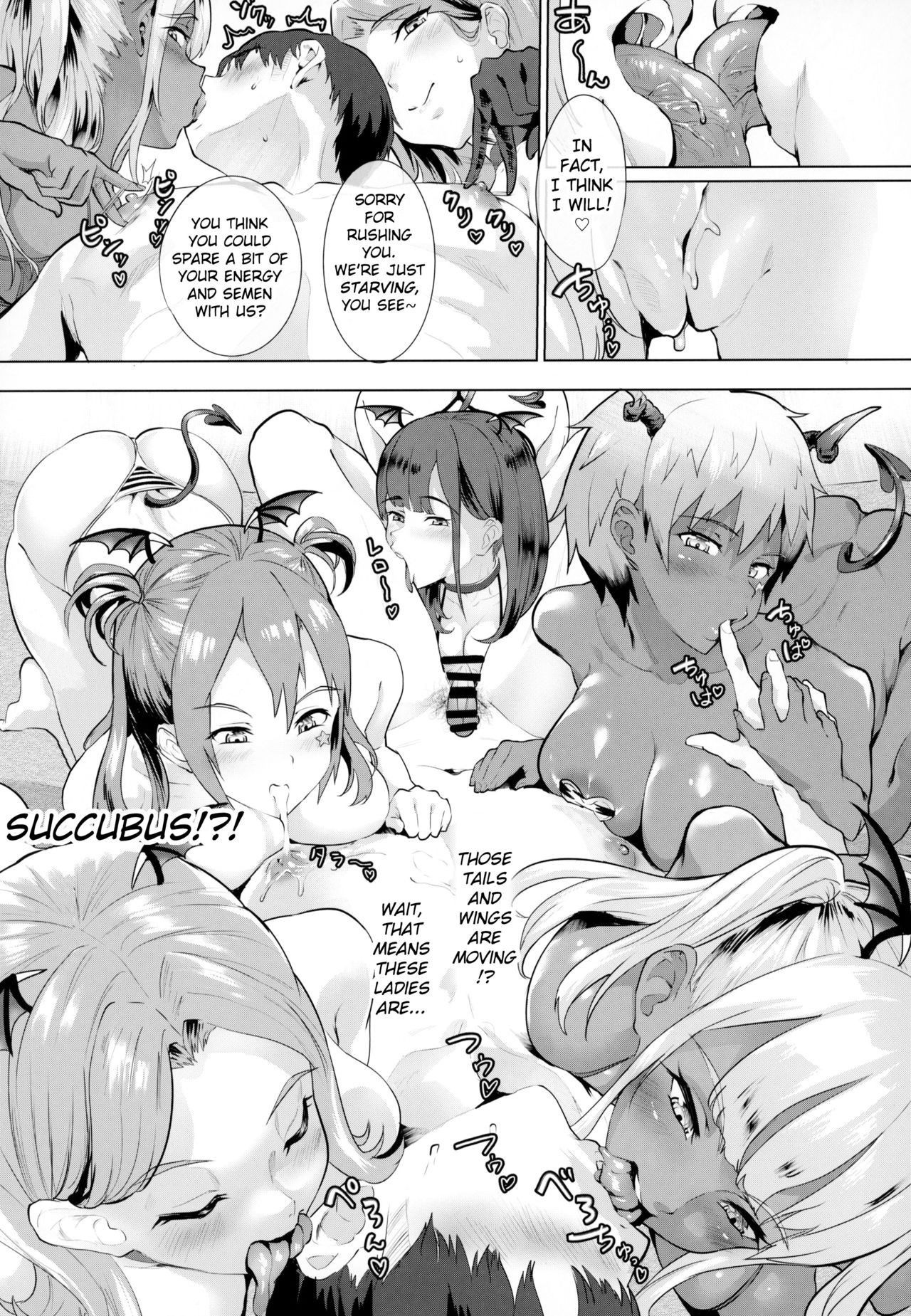 (C95) [nul_Neverland (Navier Haruka 2T)] Deli Succu!! vol. 3.0 ~Succubus no Harem ni Gyaku Delivery Sarete Shiboritsukusareta Repo~ | Deli Saccu!! vol 3.0 - A Report on Being Milked in a Reverse-Delivery by a Succubus Harem [English]