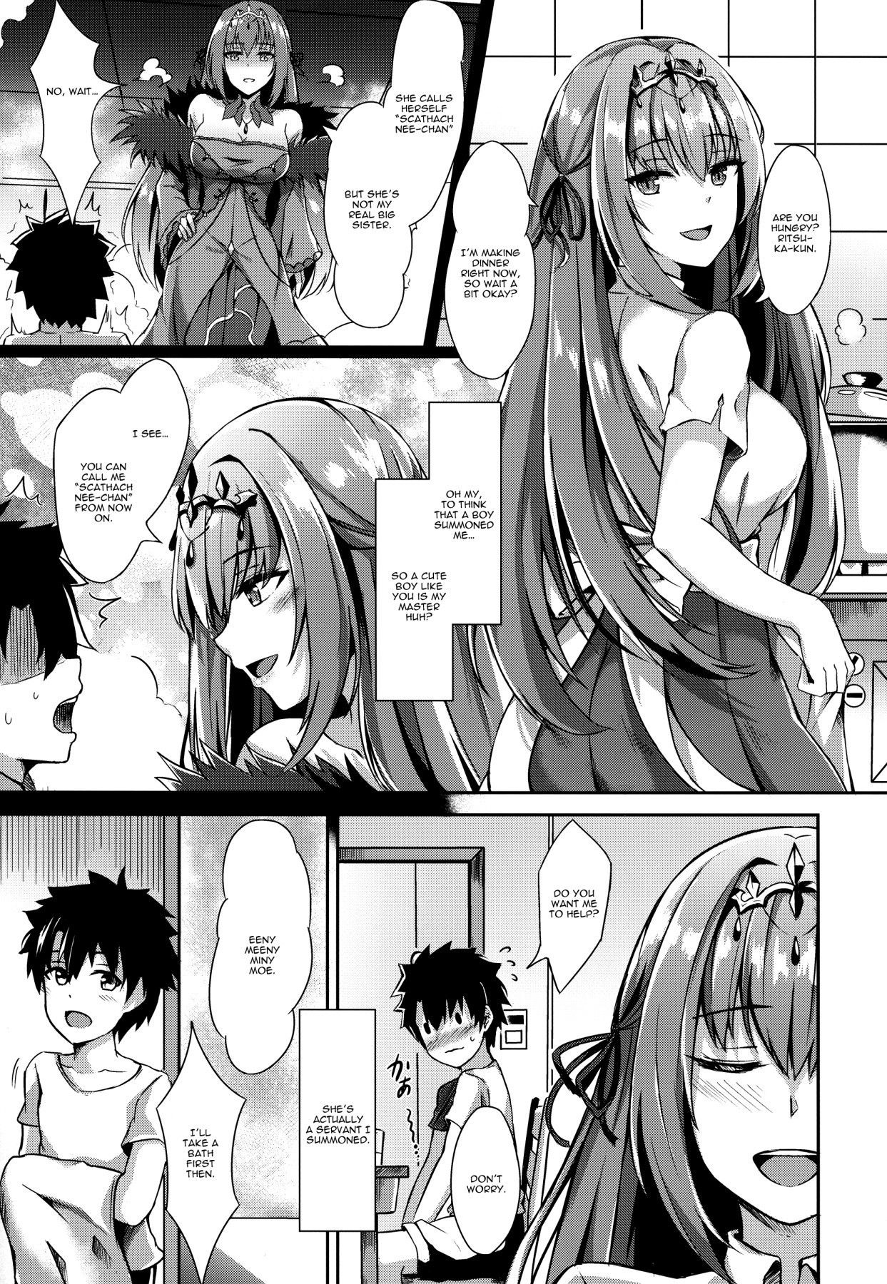 (COMIC1☆14) [Koniro Kajitsu (Konka)] Scathach Nee-chan ga Kanri Shite Ageyou | Scathach Nee-chan Will Help You Control Your Orgasms (Fate/Grand Order) [English] {Doujins.com}