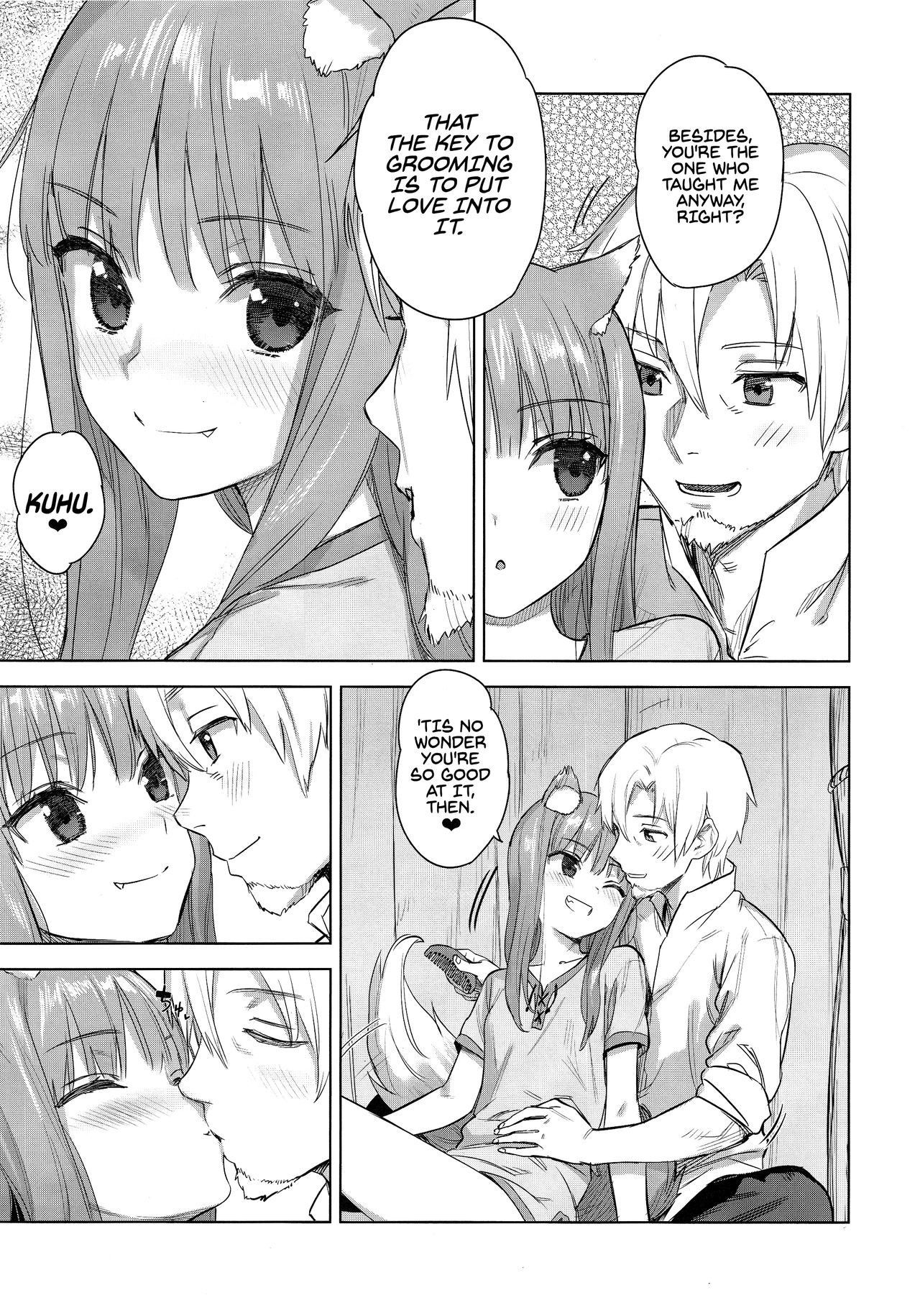 (C96) [Ajisaidenden (Kawakami Rokkaku, Takanashi Rei)] Wacchi to Shippori Kezukuroi Bon | Affectionate Grooming With Me (Spice and Wolf) [English] [Von]