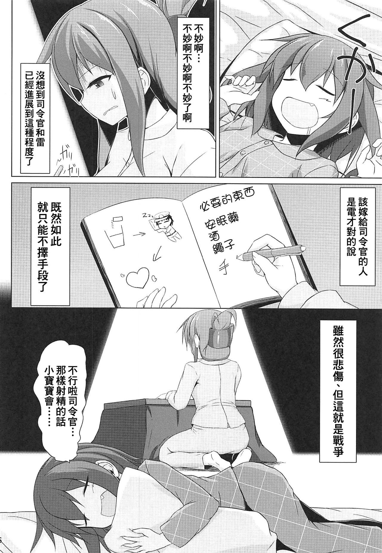 (C96) [Sirotaruto (Kotaru)] Ikazuchi to Inazuma wa Shireikan no Aka-chan ga Hoshii no desu!! (Kantai Collection -KanColle-) [Chinese] [therethere個人翻譯&嵌字]