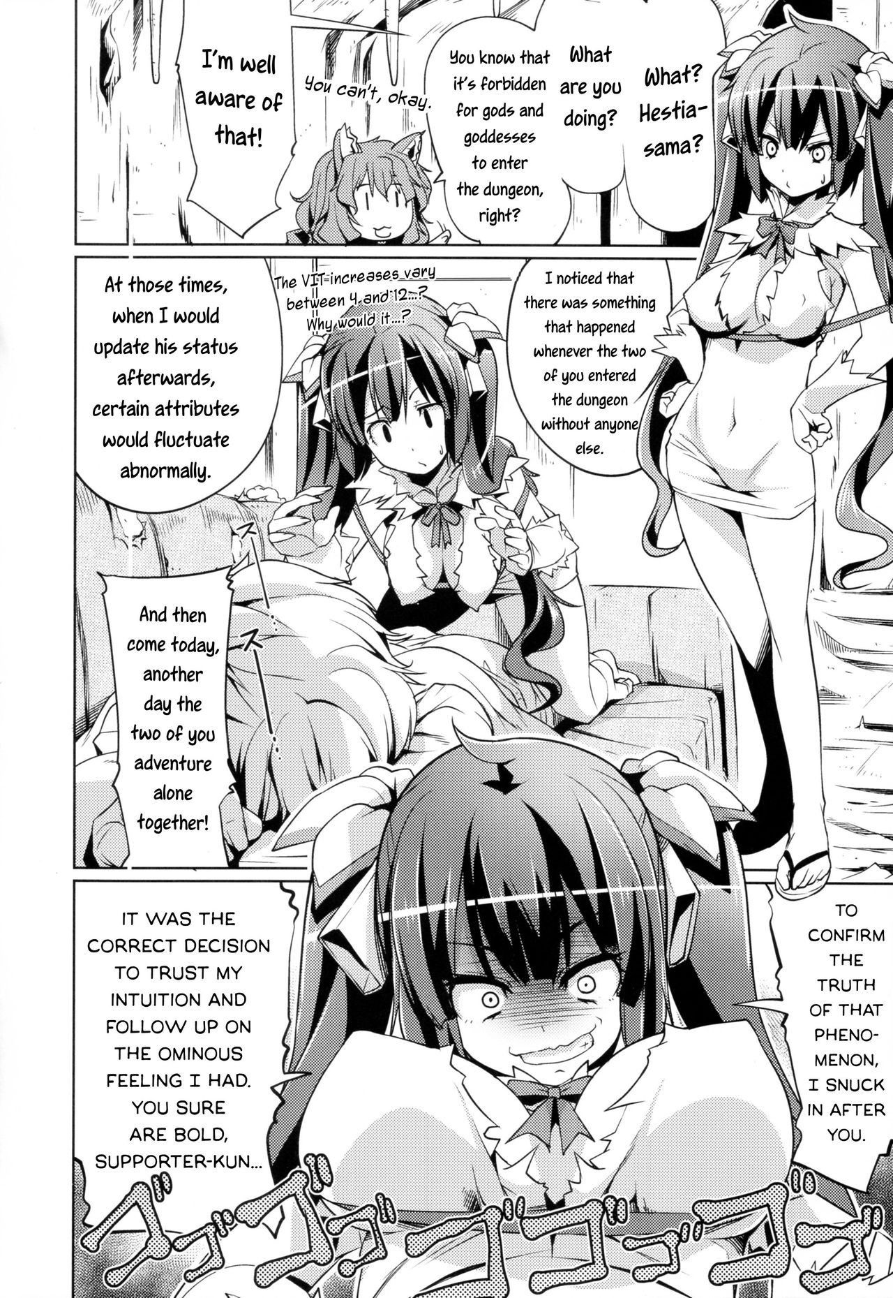 (C88) [Z-TABUKURONEKO HOUSE (Gyonikun)] Despite being inside of the dungeon, the Goddess and Supporter still got creampied | Dungeon no Naka demo Kami-sama to Supporter ni Dokkun Nakadashi (Dungeon ni Deai o Motomeru no wa Machigatteiru Darou ka) [English