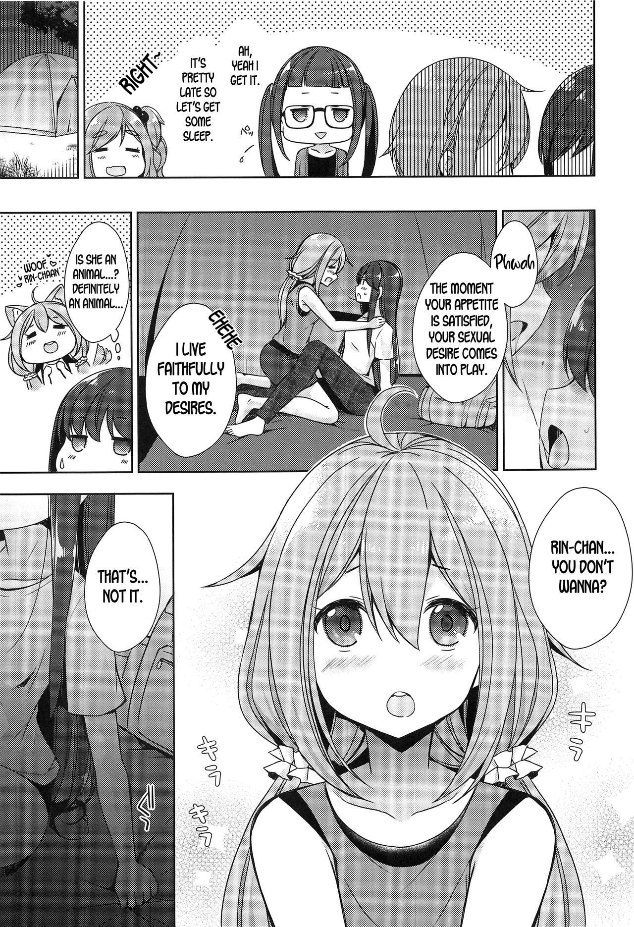 (C95) [moriQ (Mori Airi)] Rin to Nadeshiko ~Camp no Yoru wa Hen~ | Rin and Nadeshiko ~Night of the Camp Chapter~ (Yuru Camp) [English] [Goggled Anon]