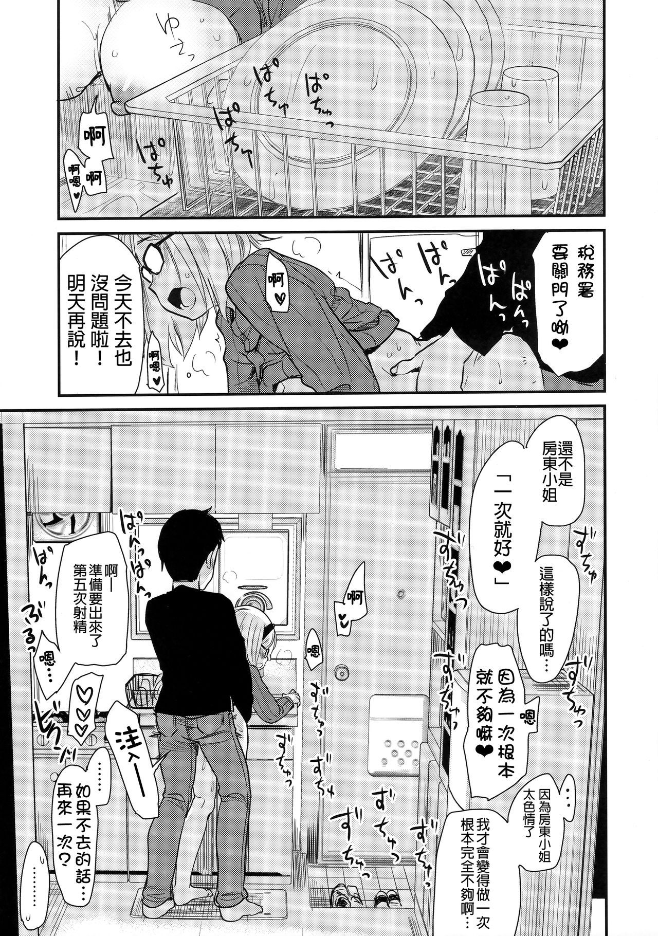 (COMITIA128) [Shin Hijiridou Honpo (Hijiri Tsukasa)] Uchi no Apart no Ooya-san wa Seiyoku ga Tsuyosugite Komatteiru node, Yoku Yoru no Aite o Shiteagete imasu. [Chinese] [D.E練習漢化]