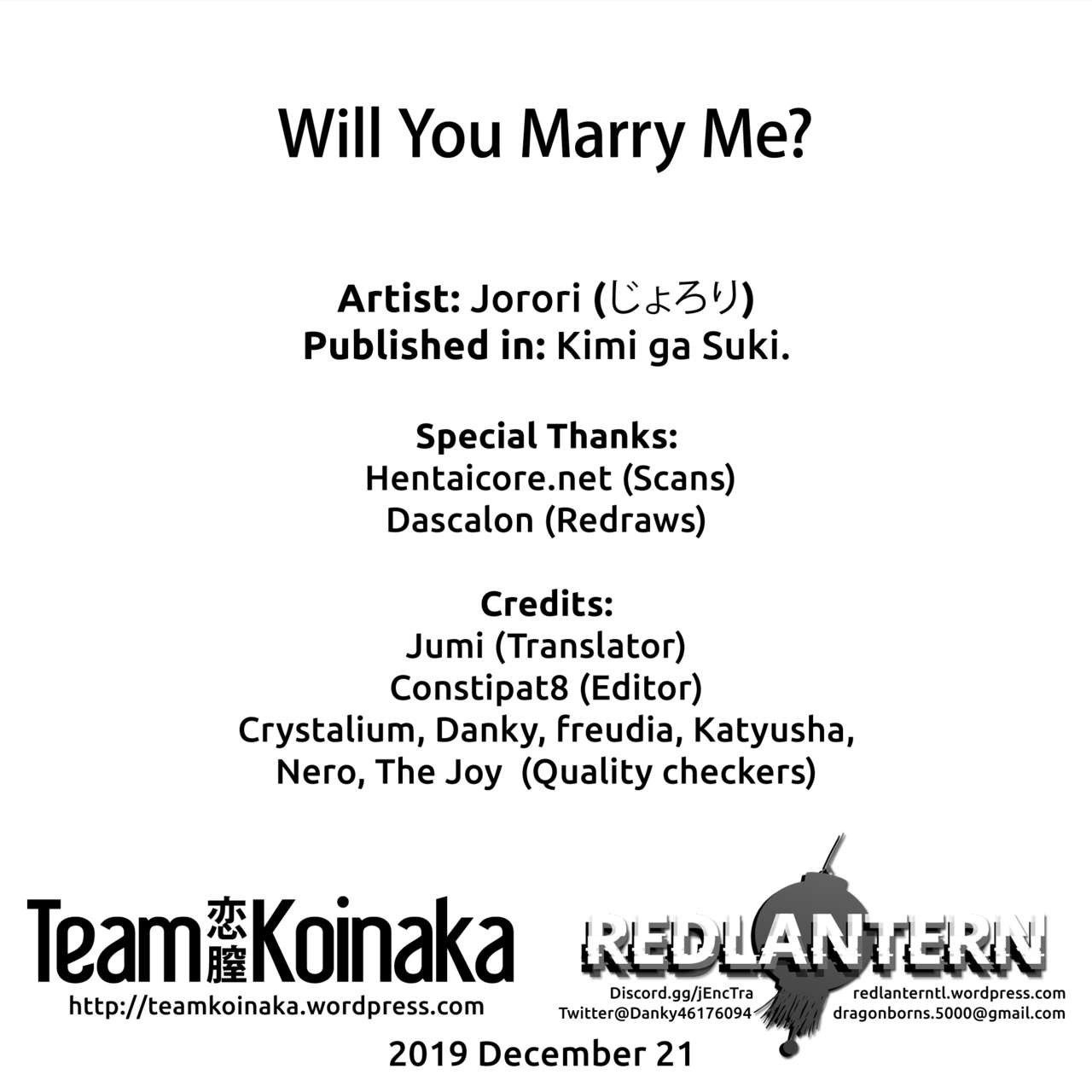 [Jorori] Will You Marry Me? (Kimi ga Suki.) [English] [Team Koinaka + Rotoscopic + RedLantern]