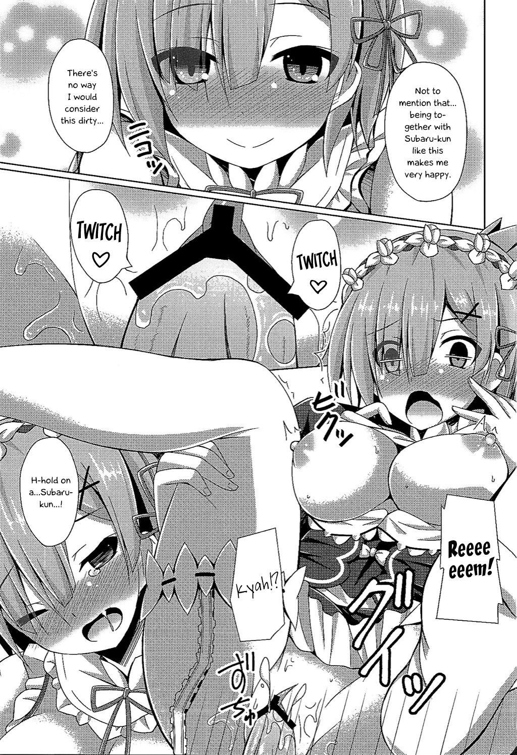 (C90) [Imitation Moon (Narumi Yuu)] Teach me, Rem-sensei! An introduction to sex with Emilia-tan | Oshiete Rem Sensei (Re:Zero kara Hajimeru Isekai Seikatsu) [English] [EHCOVE]