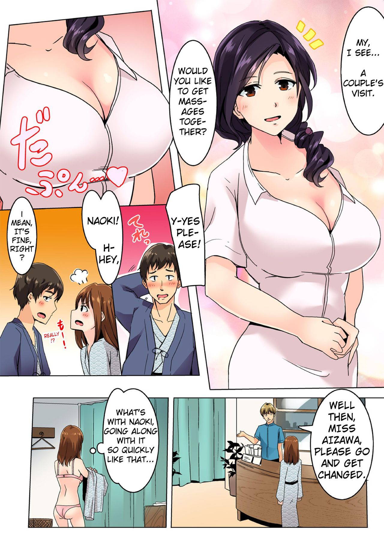 [Wakamatsu] Kareshi no Tonari de Icchatta!? Onsen Ryokan no Netorare Massage! [Full Color] [English] [Erozbischof]