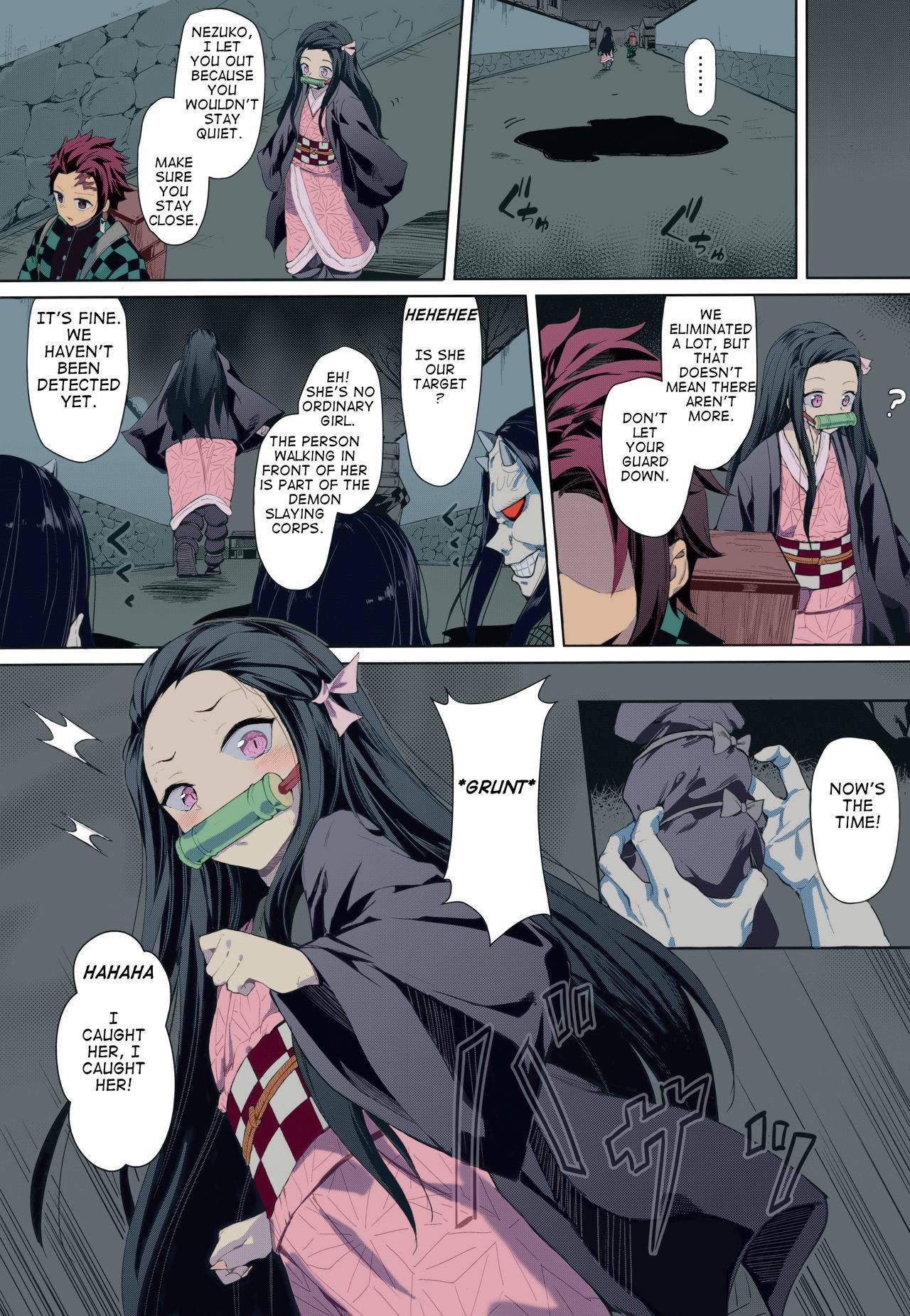 (C96) [Nameless (GuiZhenCao)] Moshi Nezuko ga Warui Hito ni Tsukamattara... (Kimetsu no Yaiba) [English] [Colorized]