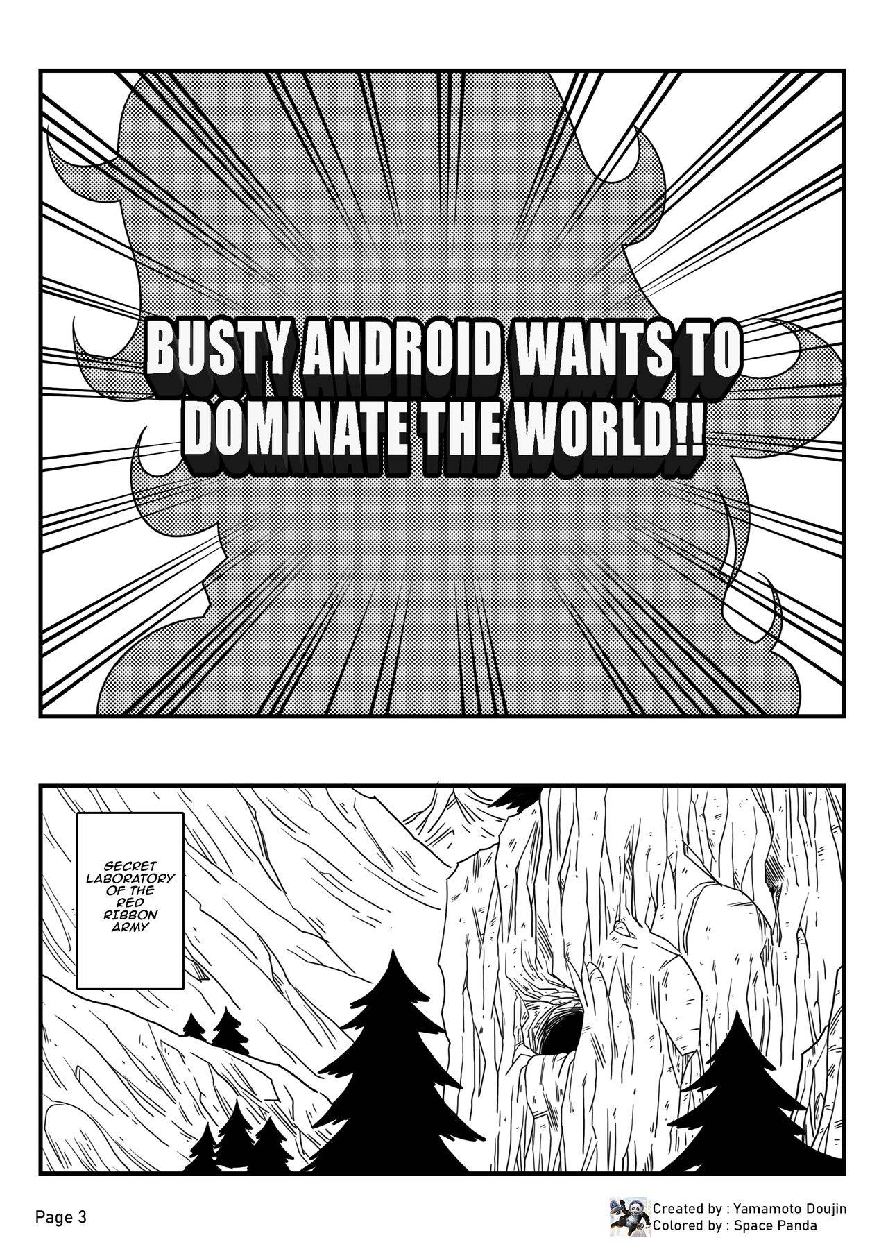 [YamamotoDoujinshi] BUSTY ANDROID WANTS TO DOMINATE THE WORLD! [English][Space Panda](Colorized)