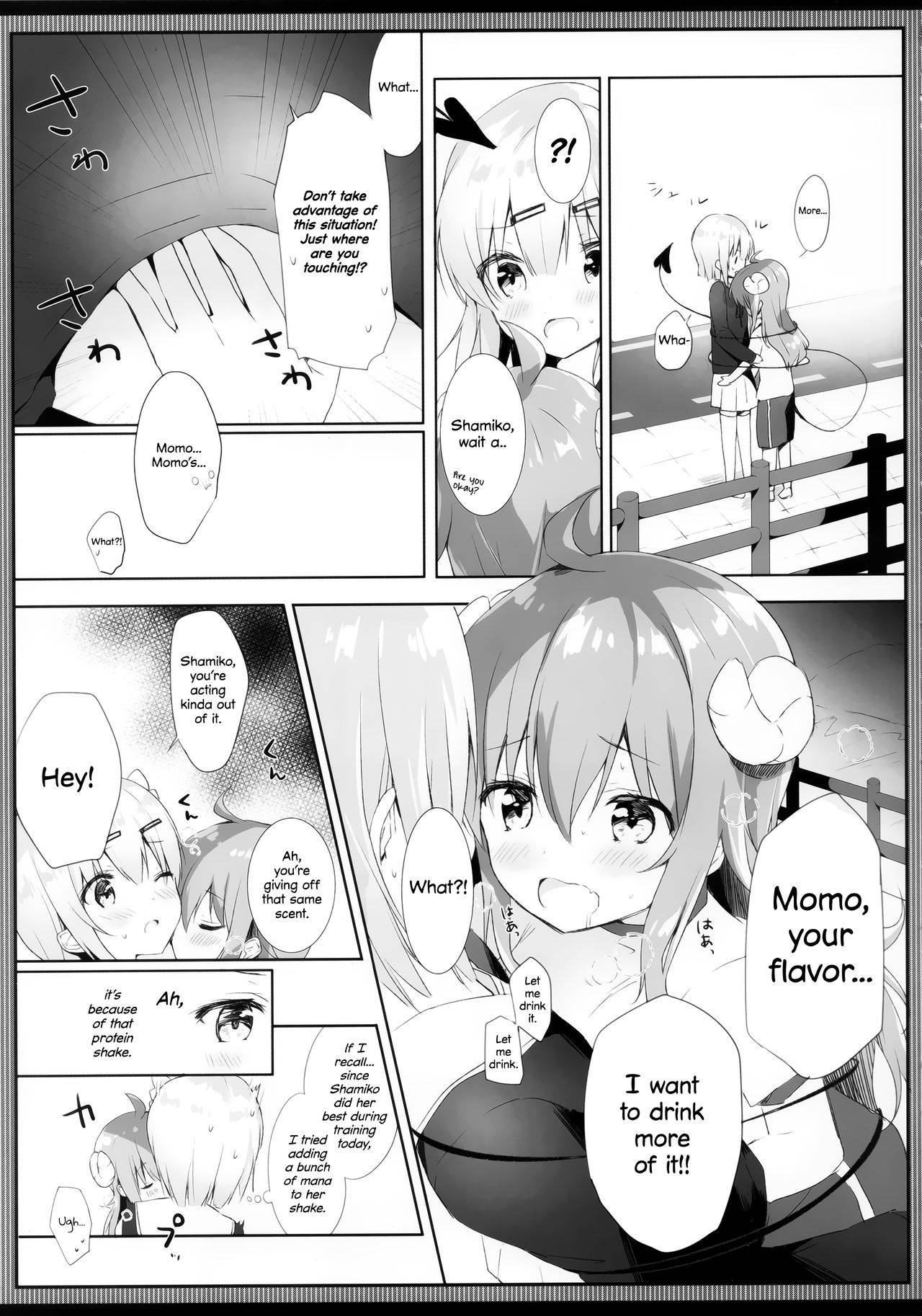 [Ame Usagi (Amedamacon)] Shamiko wa Yokoshima Mazoku dattan da ne (Machikado Mazoku) [English] [Yuri Trap Scans + Marv]