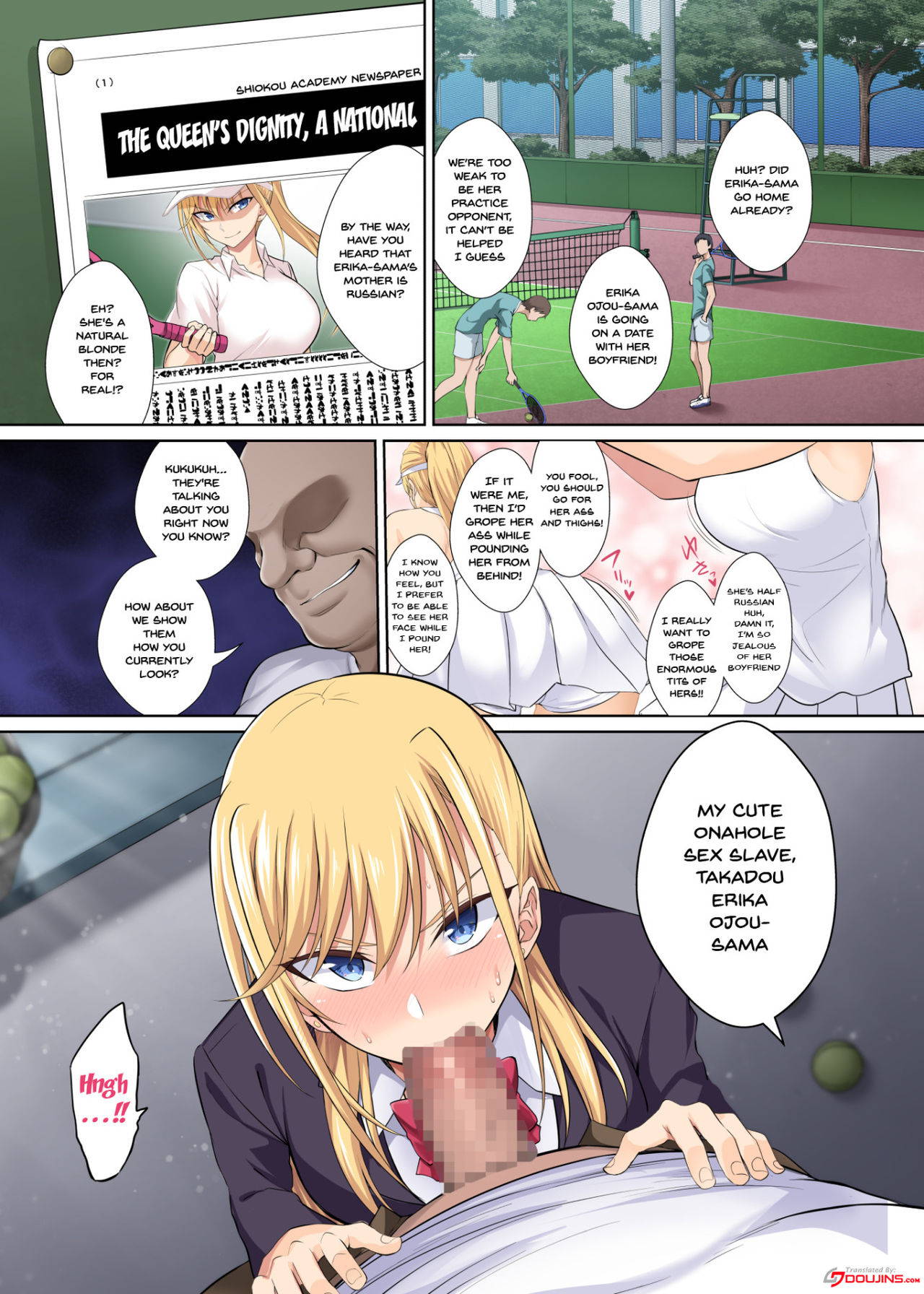 [Ijimaya (Ijima Yuu)] TenniCir no Joou ga Bihin no Chinpo Cleaner ni Otosareru Hanashi |  A Story Of The Tennis Queen Falling Into Being Cock Cleaner [English] {Doujins.com} [Digital]