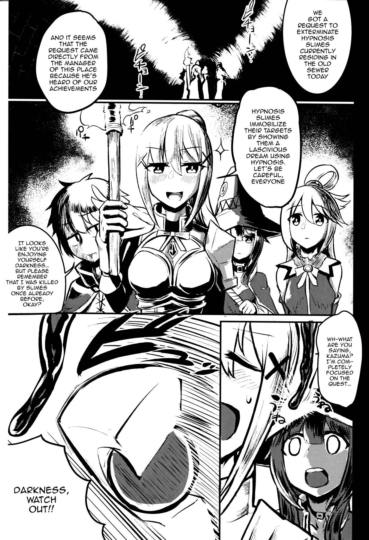 (C92) [Nishin Sanshin (Nishin)] Megumin vs Saimin Slime | Megumin vs Hypno Slime (Kono Subarashii Sekai ni Shukufuku o!) [English] {Doujins.com}