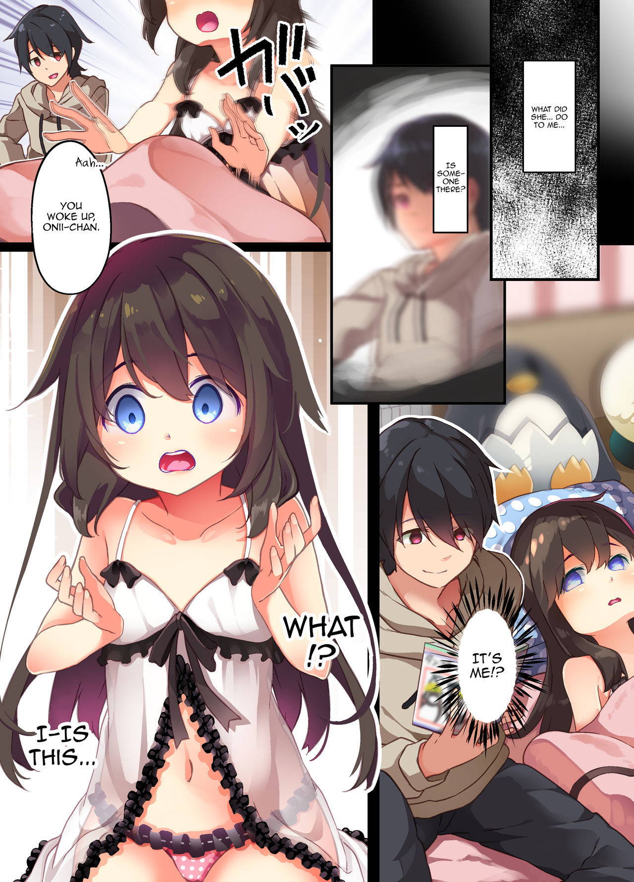 [Amuai Okashi Seisakusho (Shiina Yuuki, Seto Kouhei)] A Yandere Little Sister Wants to Be Impregnated by Her Big Brother, So She Switches Bodies With Him and They Have Baby-Making Sex [English] [Panatical]