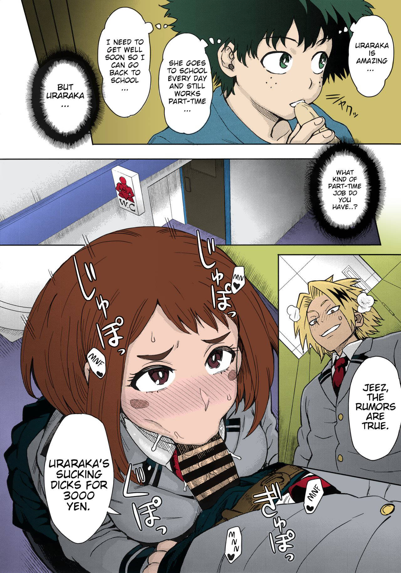 (C90) [Eight Beat (Itou Eight)] Uraraka Ura Fuuzoku | Uraraka's Behind-the-Scenes Prostitution (Boku no Hero Academia) [English] [Glittering Translations] [Colorized]