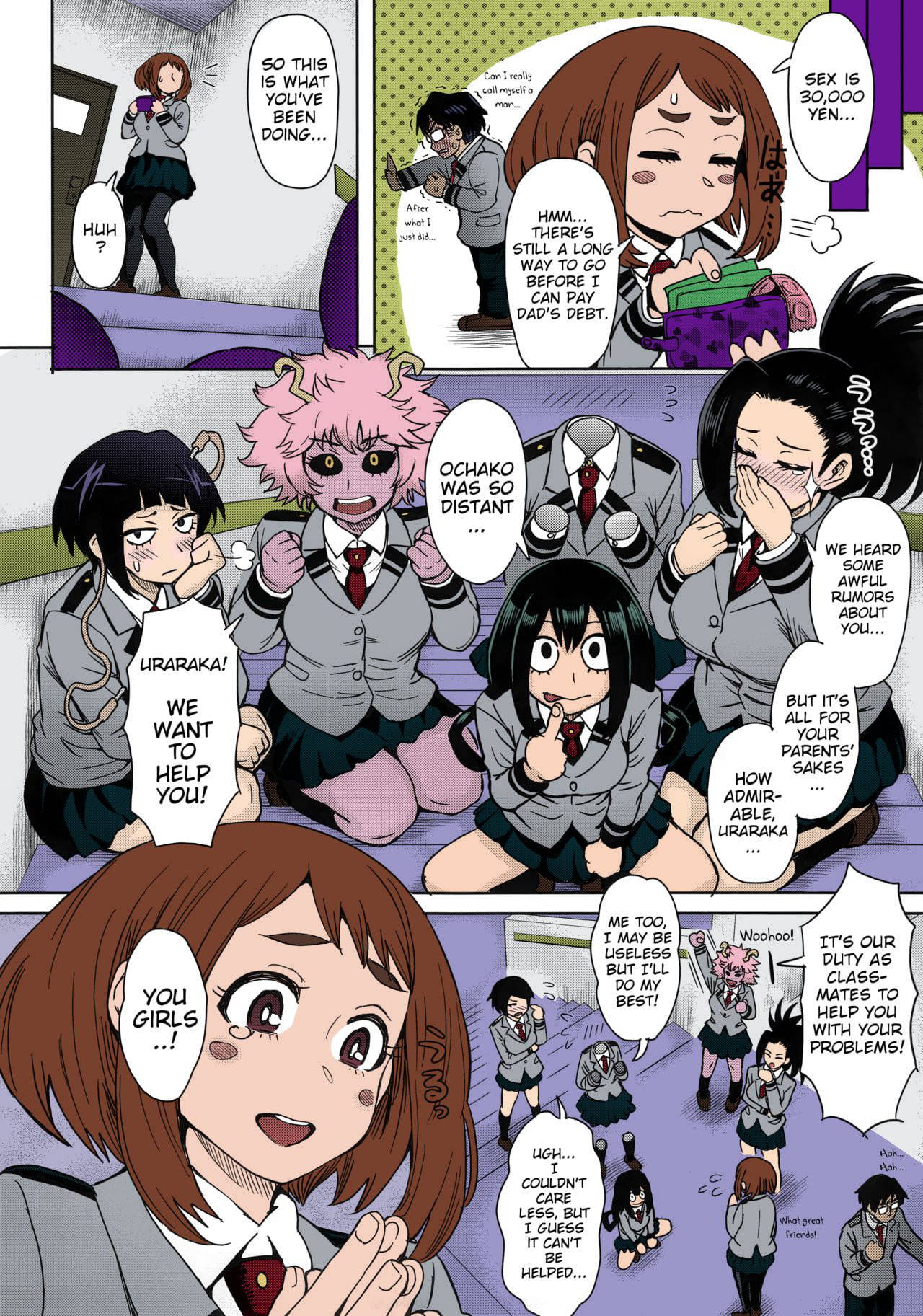 (C90) [Eight Beat (Itou Eight)] Uraraka Ura Fuuzoku | Uraraka's Behind-the-Scenes Prostitution (Boku no Hero Academia) [English] [Glittering Translations] [Colorized]