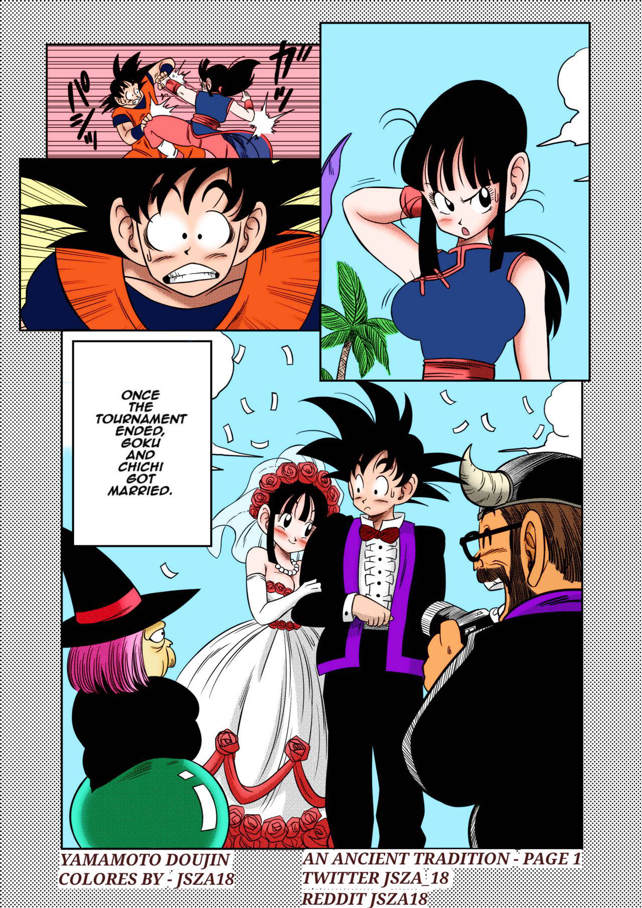 [Yamamoto] "Korai kara no Narawashi" Niizuma e no Ecchi na Itazura | "An Ancient Tradition" - Young Wife is Harassed! (Dragon Ball Z) [English] [Colorized]