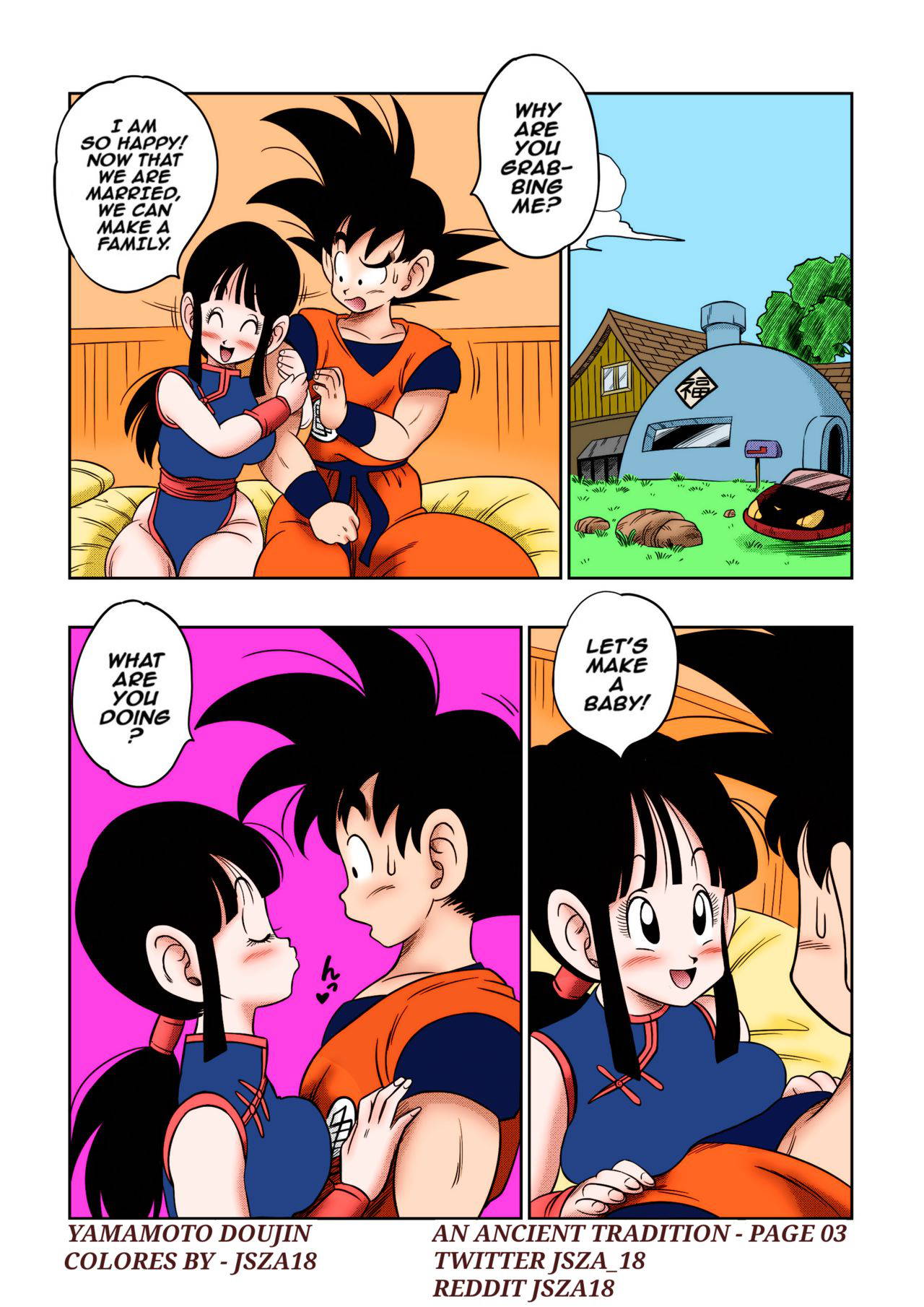 [Yamamoto] "Korai kara no Narawashi" Niizuma e no Ecchi na Itazura | "An Ancient Tradition" - Young Wife is Harassed! (Dragon Ball Z) [English] [Colorized]