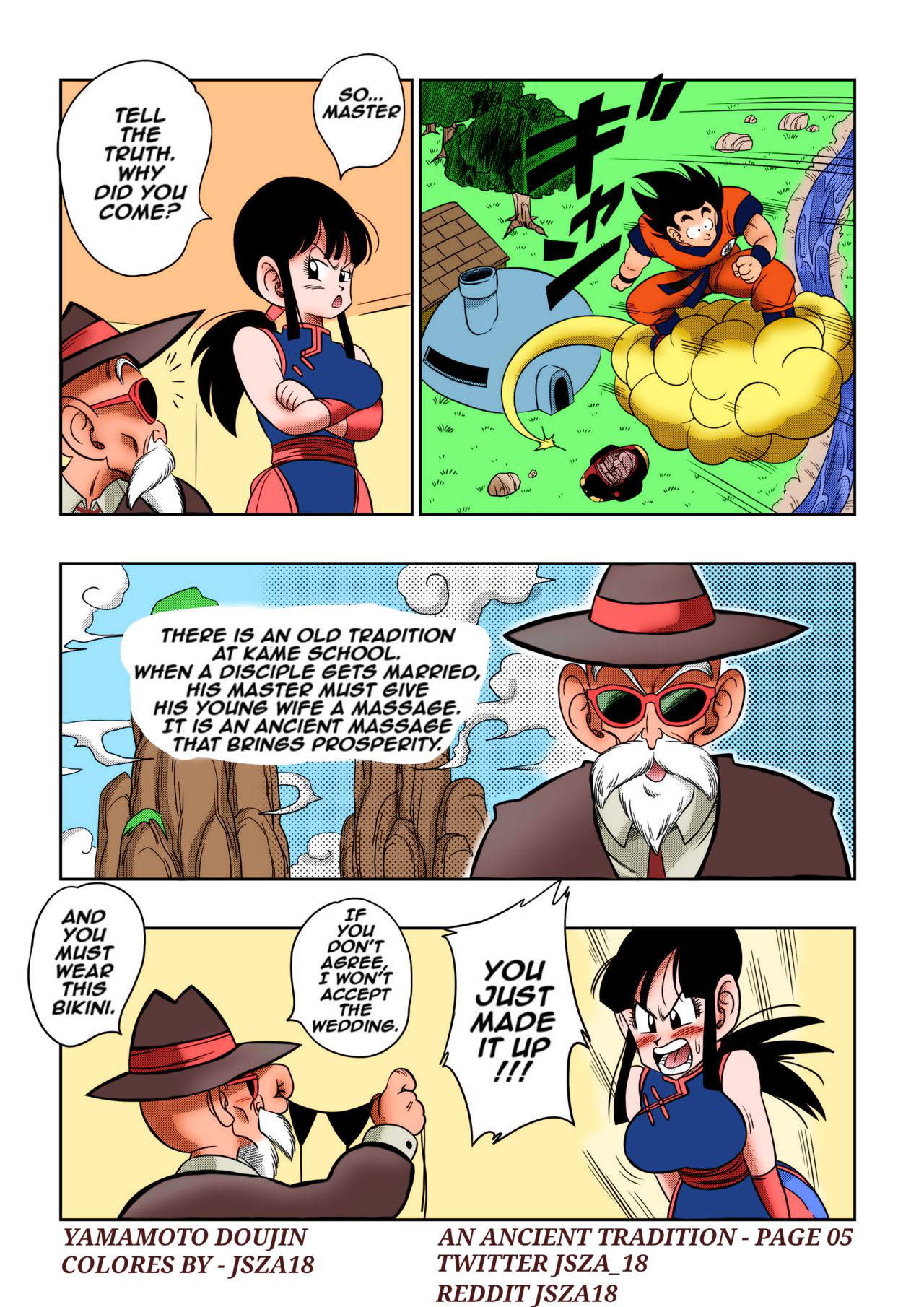 [Yamamoto] "Korai kara no Narawashi" Niizuma e no Ecchi na Itazura | "An Ancient Tradition" - Young Wife is Harassed! (Dragon Ball Z) [English] [Colorized]