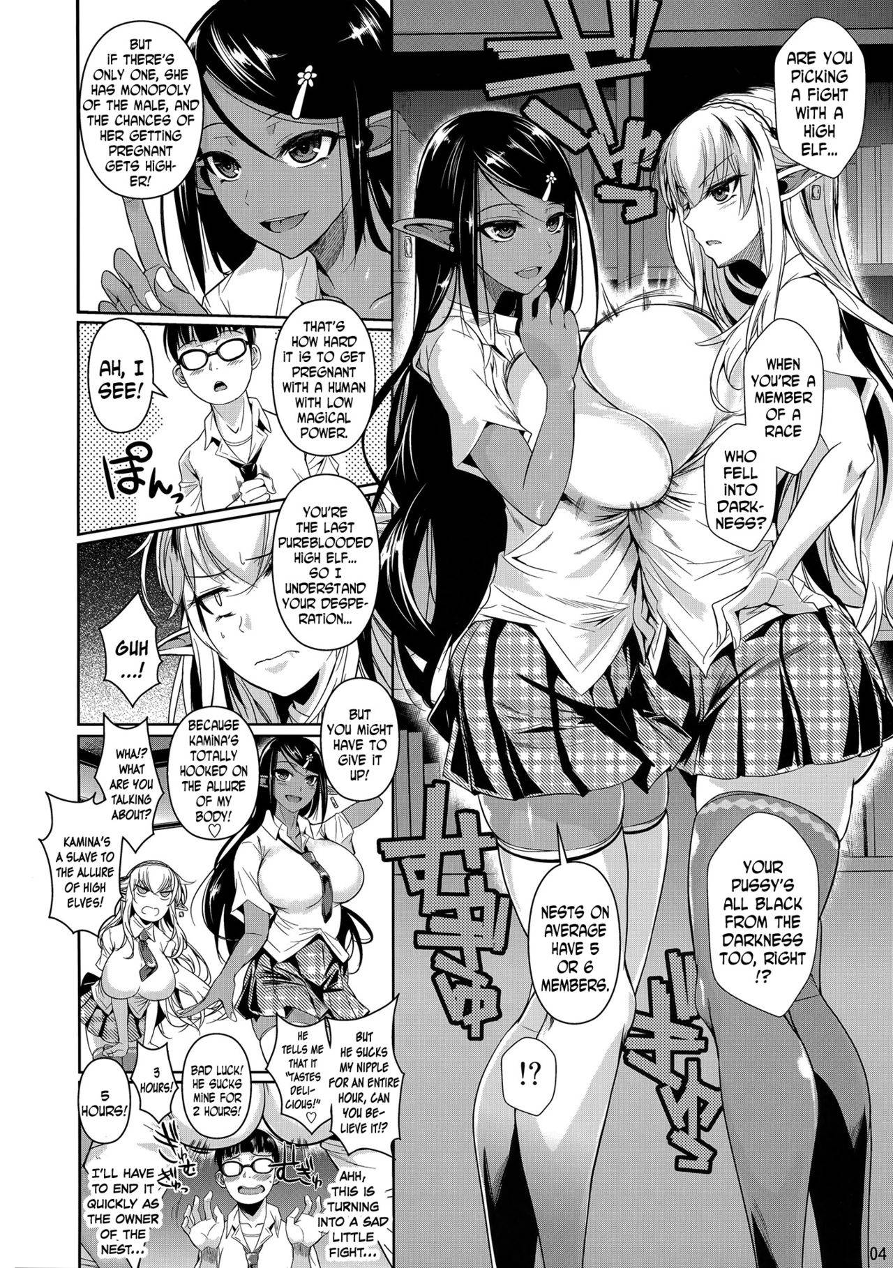 (C89) [Shoot The Moon (Fuetakishi)] High Elf × High School Shiro × Kuro [English] [N04h] [Decensored]