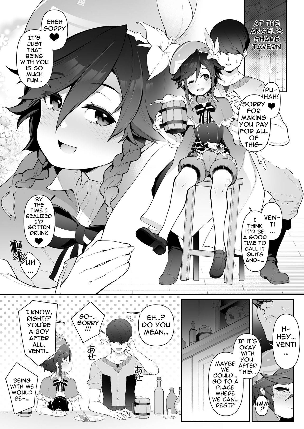 [Kuropoplar (Nyakkuru)] Venti-kun o Hotel ni Sasottara OK Shitekureta node Tokoton Amaenbou H suru Hanashi (Genshin Impact) [English] [Doujins.com]