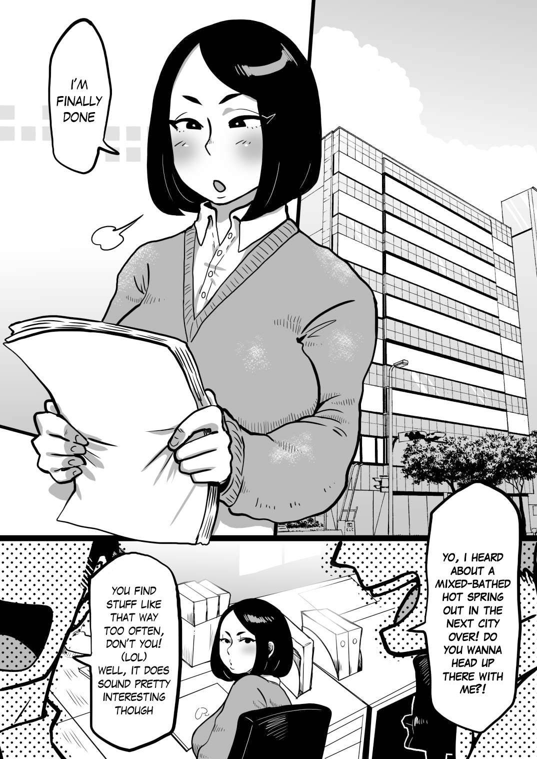 [Yawarakasou 501-goushitsu (TC)] A Plain Office Lady Goes To A Mixed Bath! [Digital] [English]