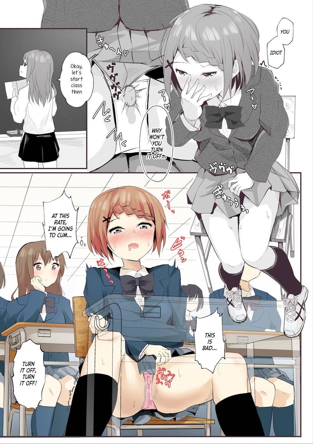 [Maguro Shining] Jugyouchuu ni RemoCon Rotor Tsukerareta Okaeshi ni Kousoku Les Sex Suru Hanashi | A Story About Tied Up Lesbian Sex in Return for Vibrator Play in the Middle of Class [English]