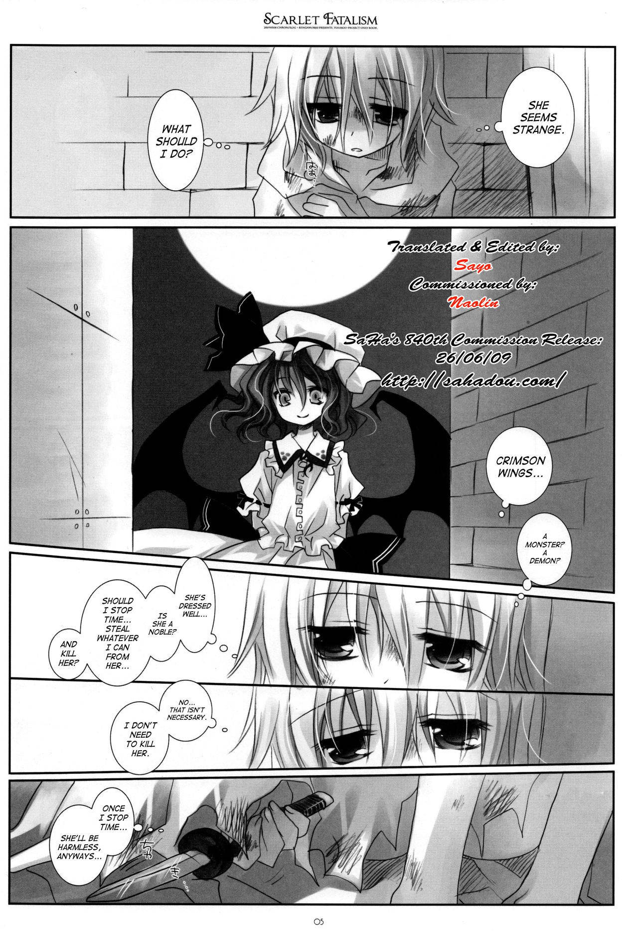 (Reitaisai 6) [CHRONOLOG, Rengaworks (Sakurazawa Izumi)] Scarlet Fatalism (Touhou Project) [English] [Touhou Tea + SaHa] [Complete]