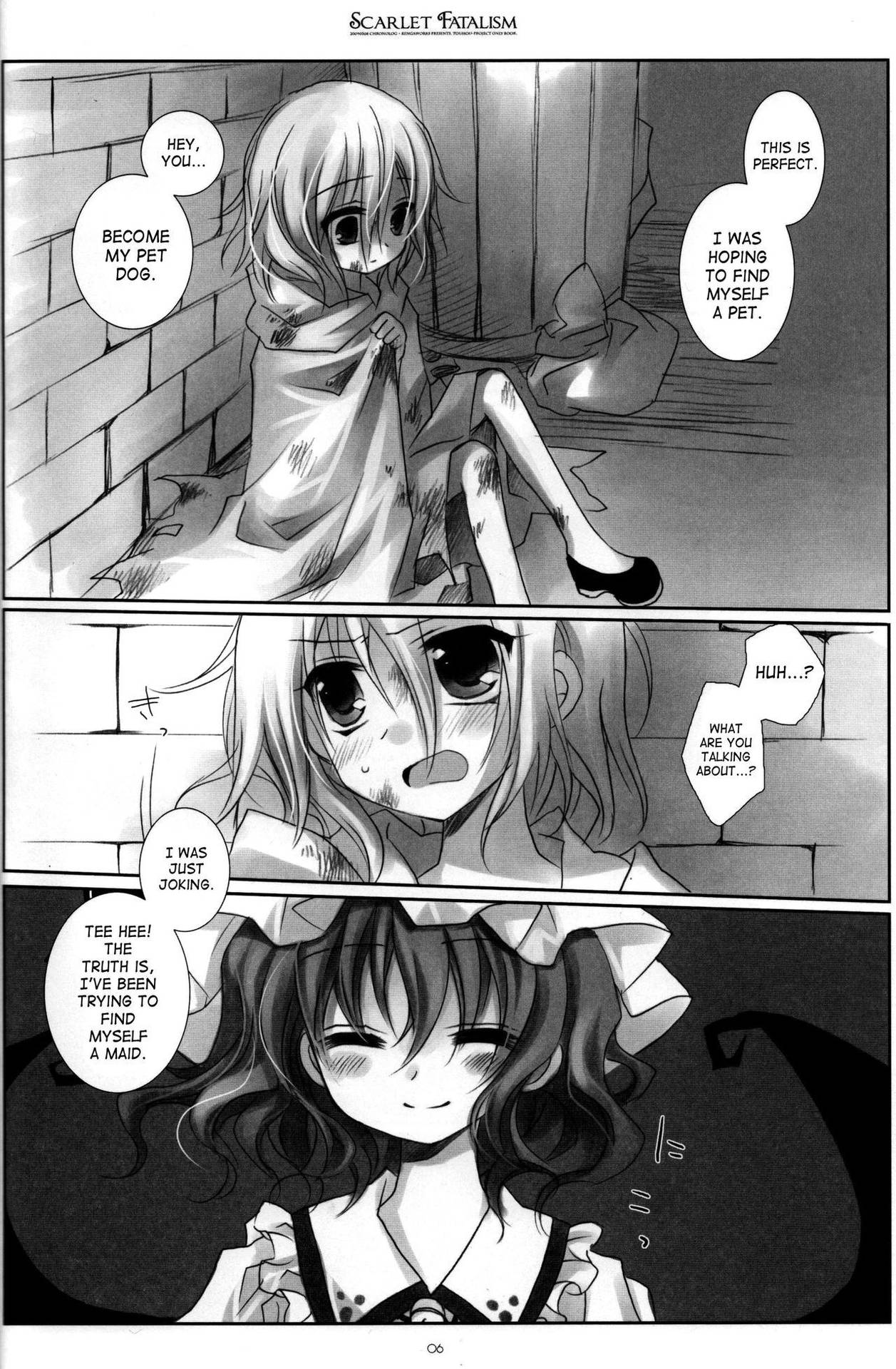 (Reitaisai 6) [CHRONOLOG, Rengaworks (Sakurazawa Izumi)] Scarlet Fatalism (Touhou Project) [English] [Touhou Tea + SaHa] [Complete]