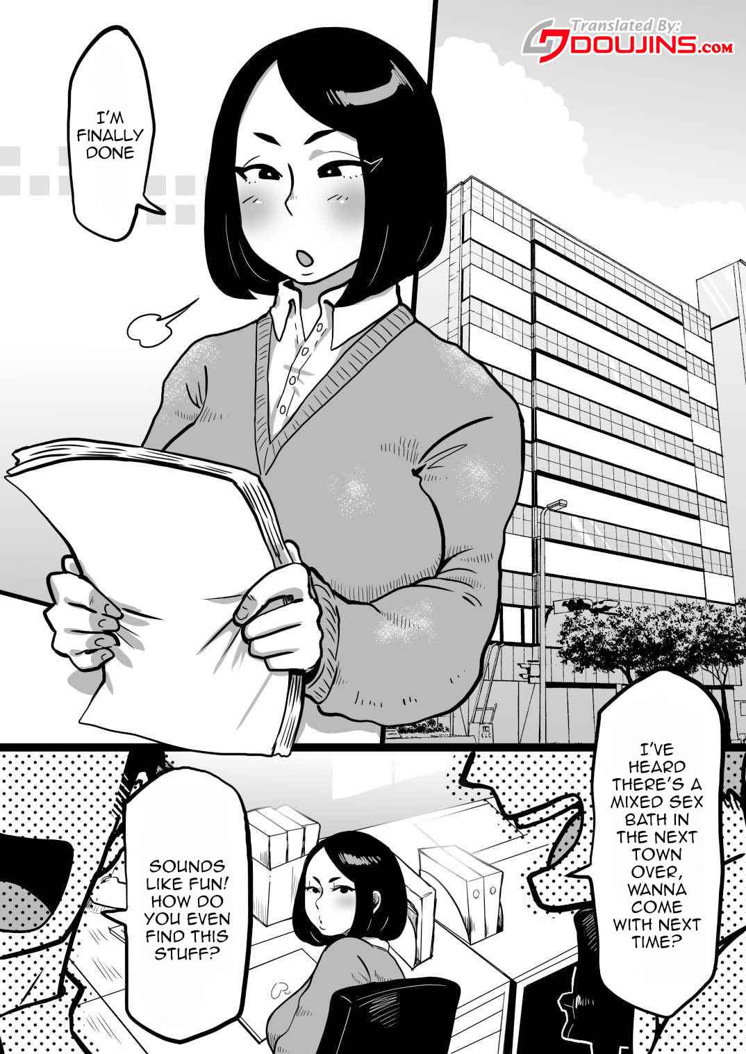 [Yawarakasou 501-goushitsu (TC)] Jimi OL-san kon'yoku e iku!! | Welcome To Mixed Bathing With a Modest Office Lady!! [English] {Doujins.com} [Digital]