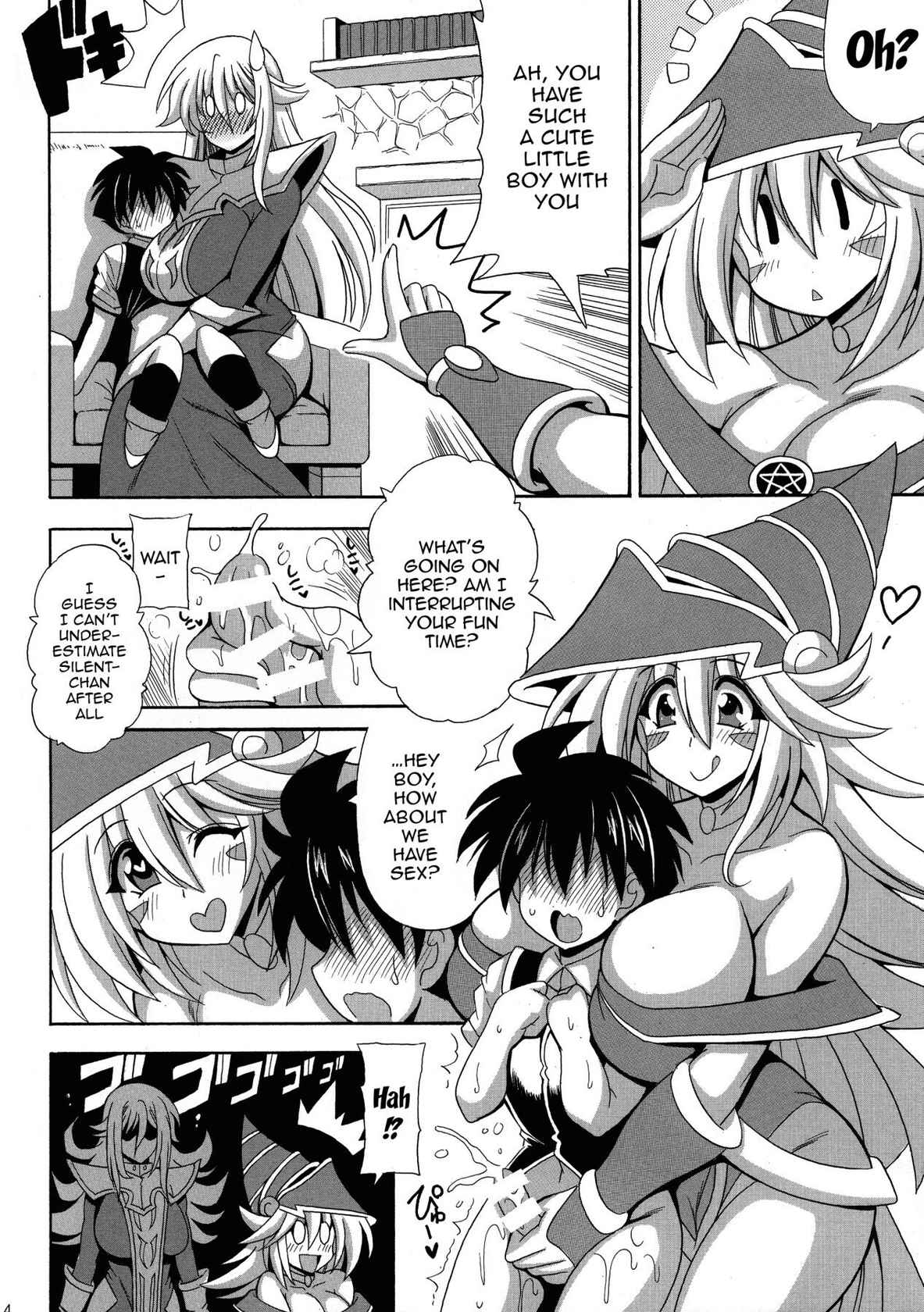 (COMIC1☆16) [Leaz Koubou (Oujano Kaze)] BMG to Chinmoku no Bonyuu Majutsu-shi | Dark Magician Girl And The Big Breasted Silent Magician (Yu-Gi-Oh!) [English] {Doujins.com}