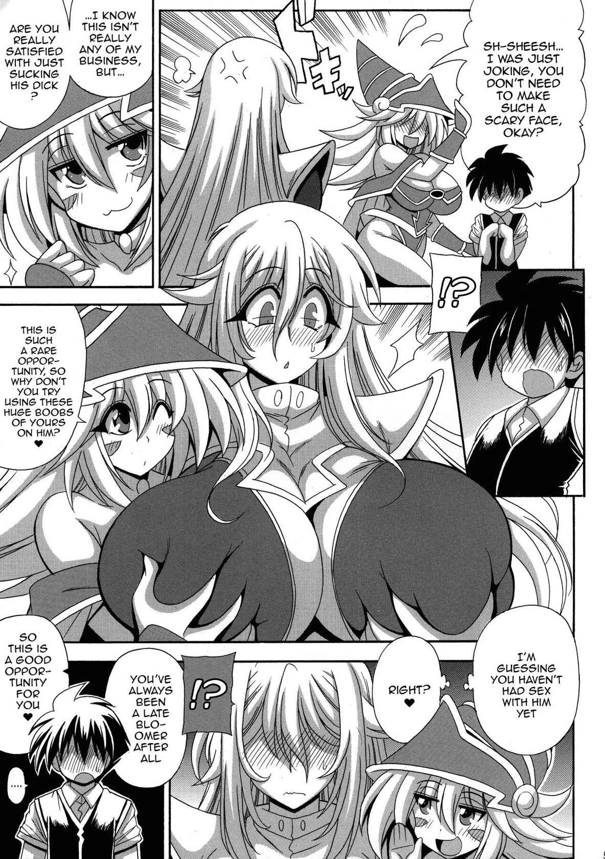 (COMIC1☆16) [Leaz Koubou (Oujano Kaze)] BMG to Chinmoku no Bonyuu Majutsu-shi | Dark Magician Girl And The Big Breasted Silent Magician (Yu-Gi-Oh!) [English] {Doujins.com}