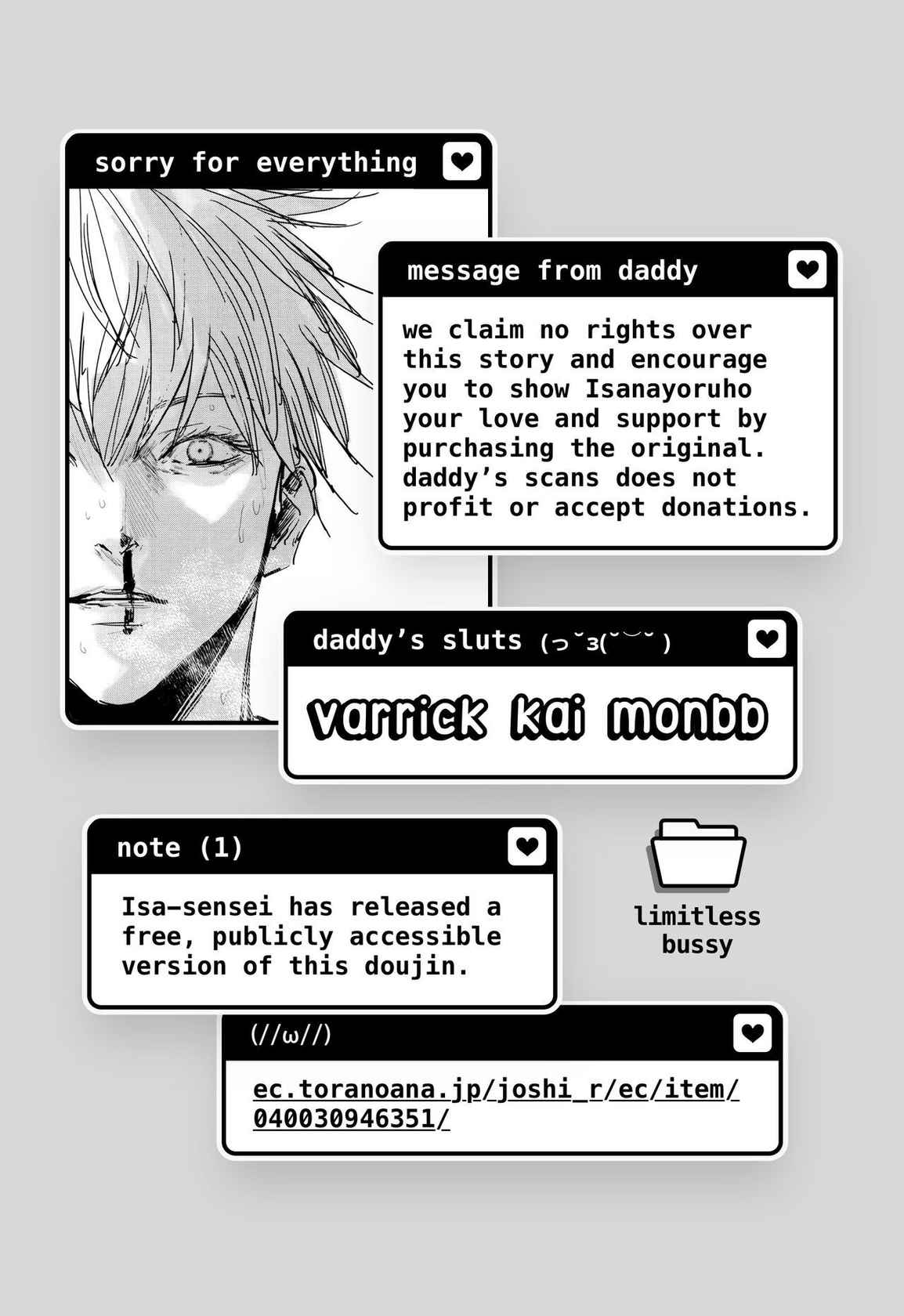 [Isa (Isanayoruho)] Sorry for Everything (Jujutsu Kaisen) [English] {Daddy's Scans} [Decensored]