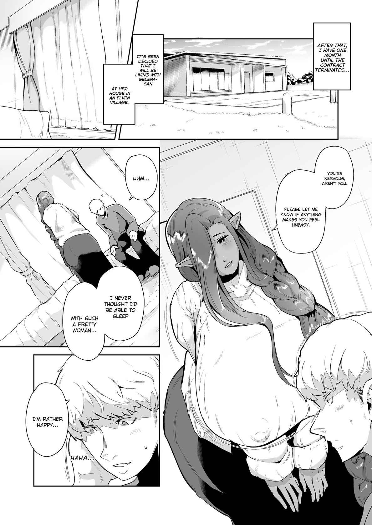 [Noumusai (Miyashiro Yousuke)] Mucchiri Dekachichi Dark Elf no Oba-san to Icha Love Fudeoroshi Seikatsu | Lovey-dovey Devirginization Life with a Big Titty Middle Aged Dark Elf Woman [English] [Brolen] [Digital]