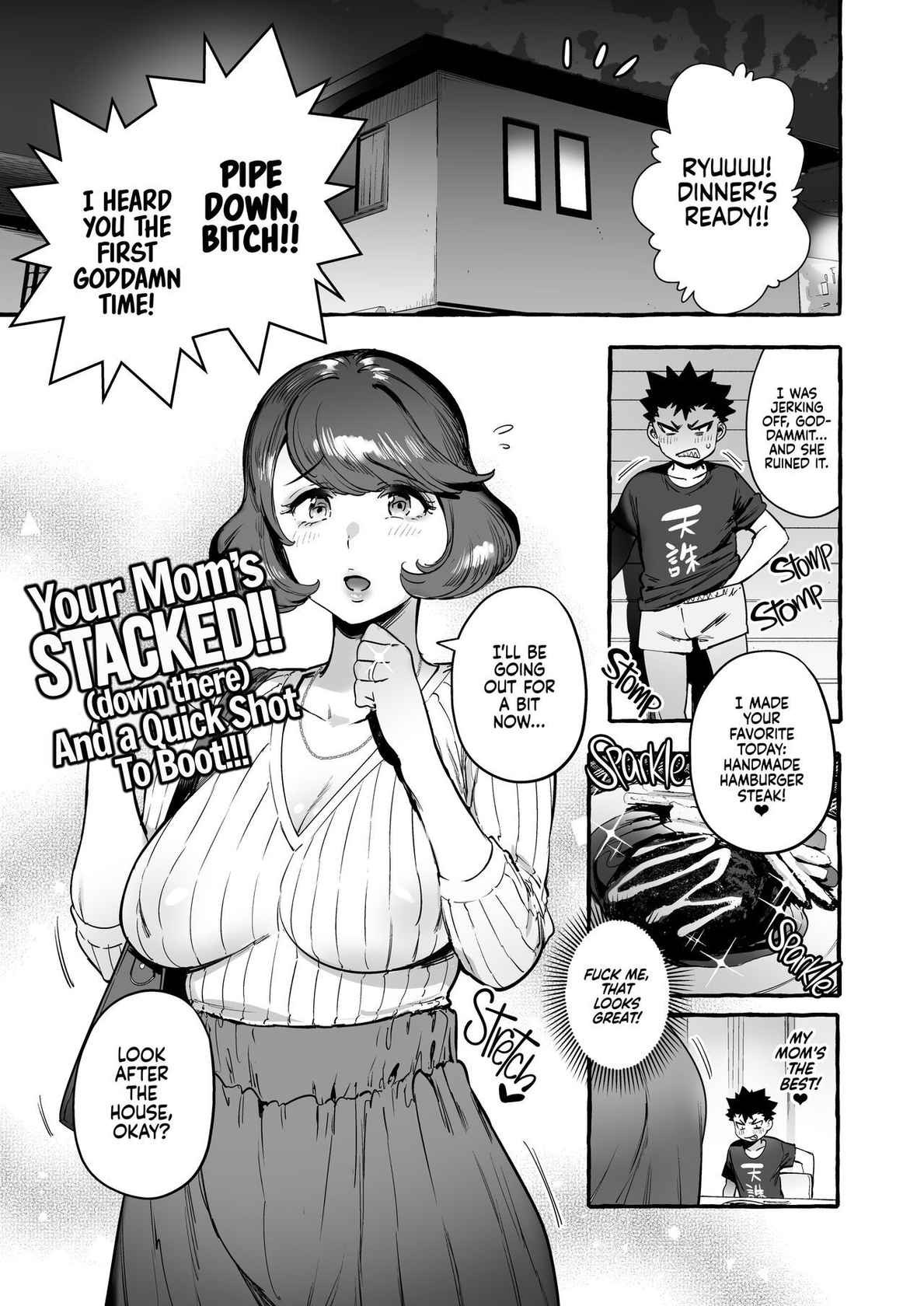 [Hibon (Itami)] Omae no Kaa-chan Kyokondashi Sourou!! | Your Mom's Stacked (Down There)!! And a Quick Shoot To Boot [English] {2d-market.com} [Decensored] [Digital]