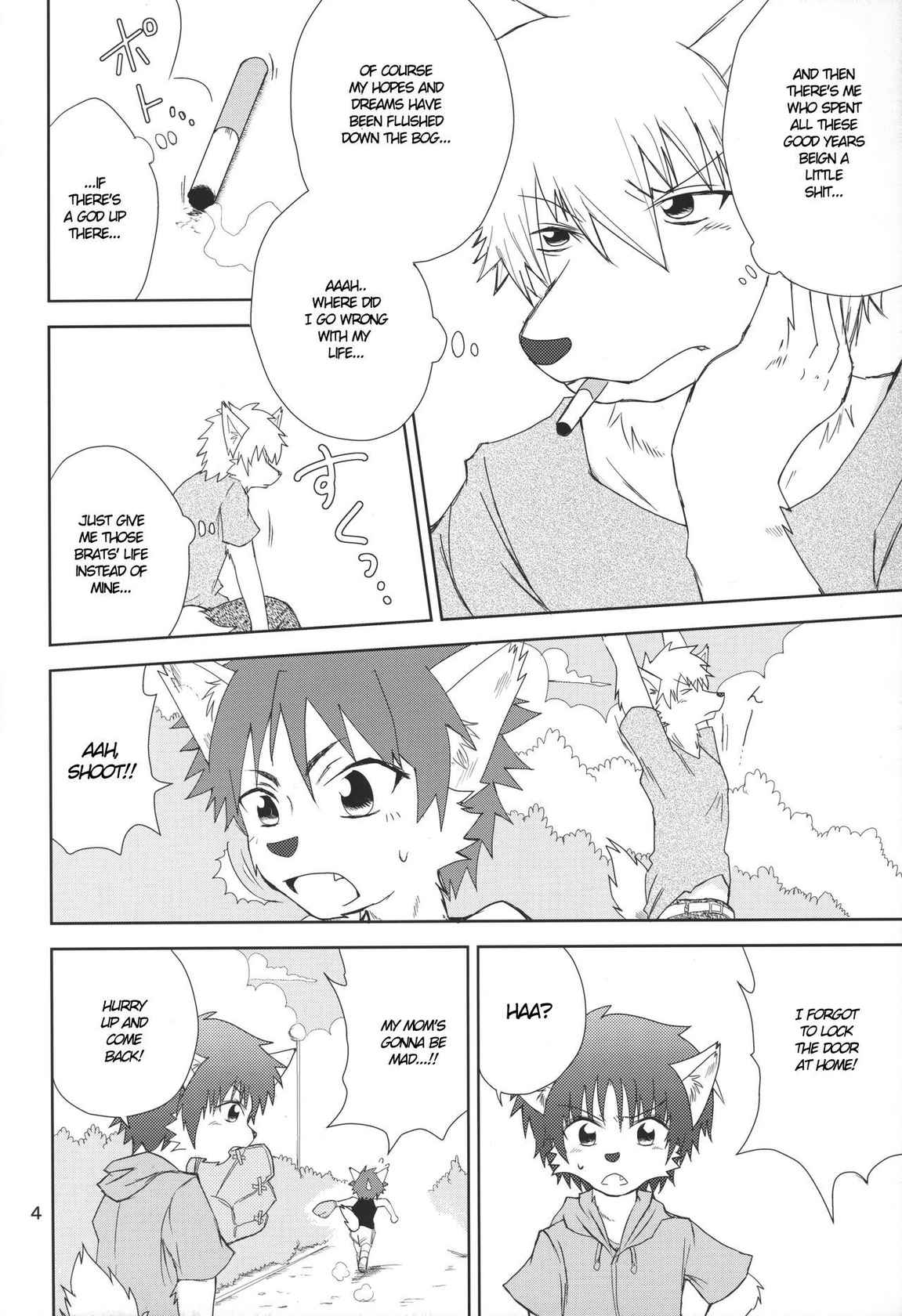 (Kemoket 4) [Matatabi Zakkaten (Noraneko)] Furyou no Ore to Shota no Tamashii ga Irekawatte Peke Mittsu na Hanashi | My Delinquent Self Switched Souls with a Shota and Then [English]