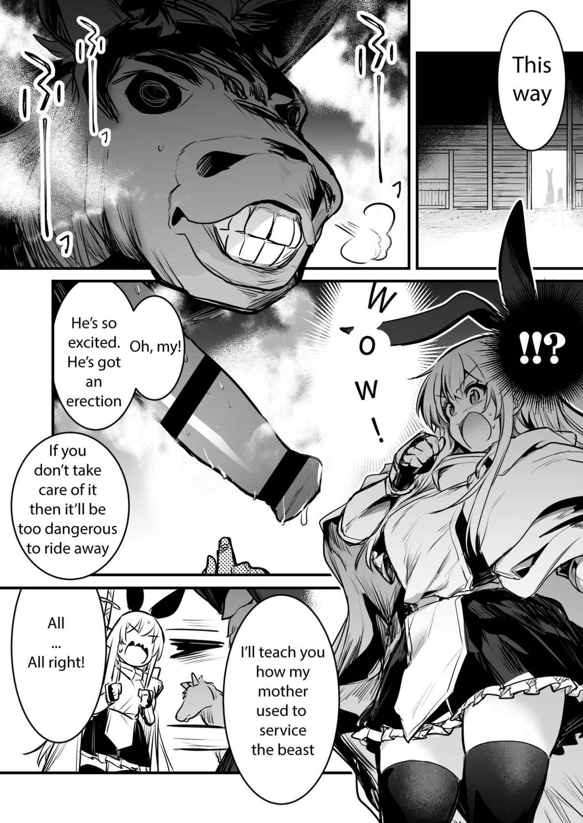 [Lefthand] Adventure-chan helps the lustful horse cum so he'll carry her away (Fruit Translations)