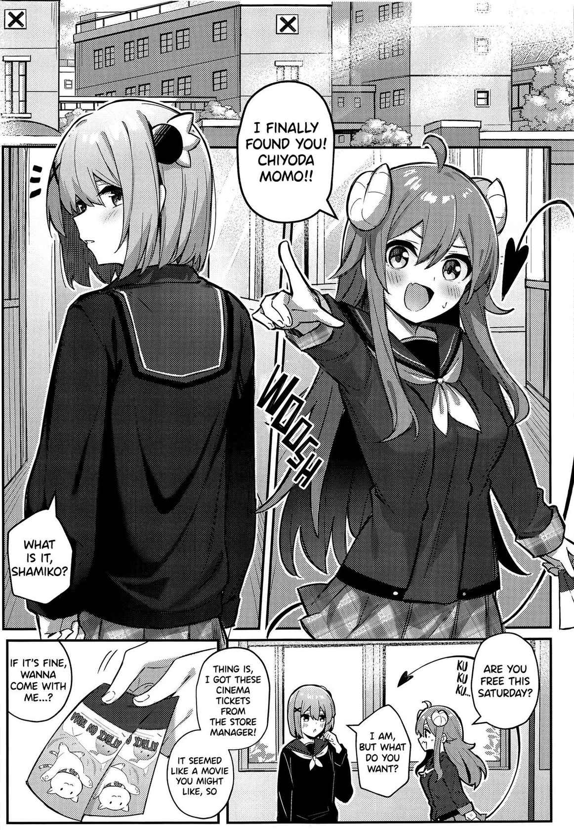 (Natsu no Doujinsai 2022) [Bochi Bochi no Ki (Borusiti)] Momo-chan Yamiochi Shita!? (Machikado Mazoku) [English] [Scanderp Showlations]