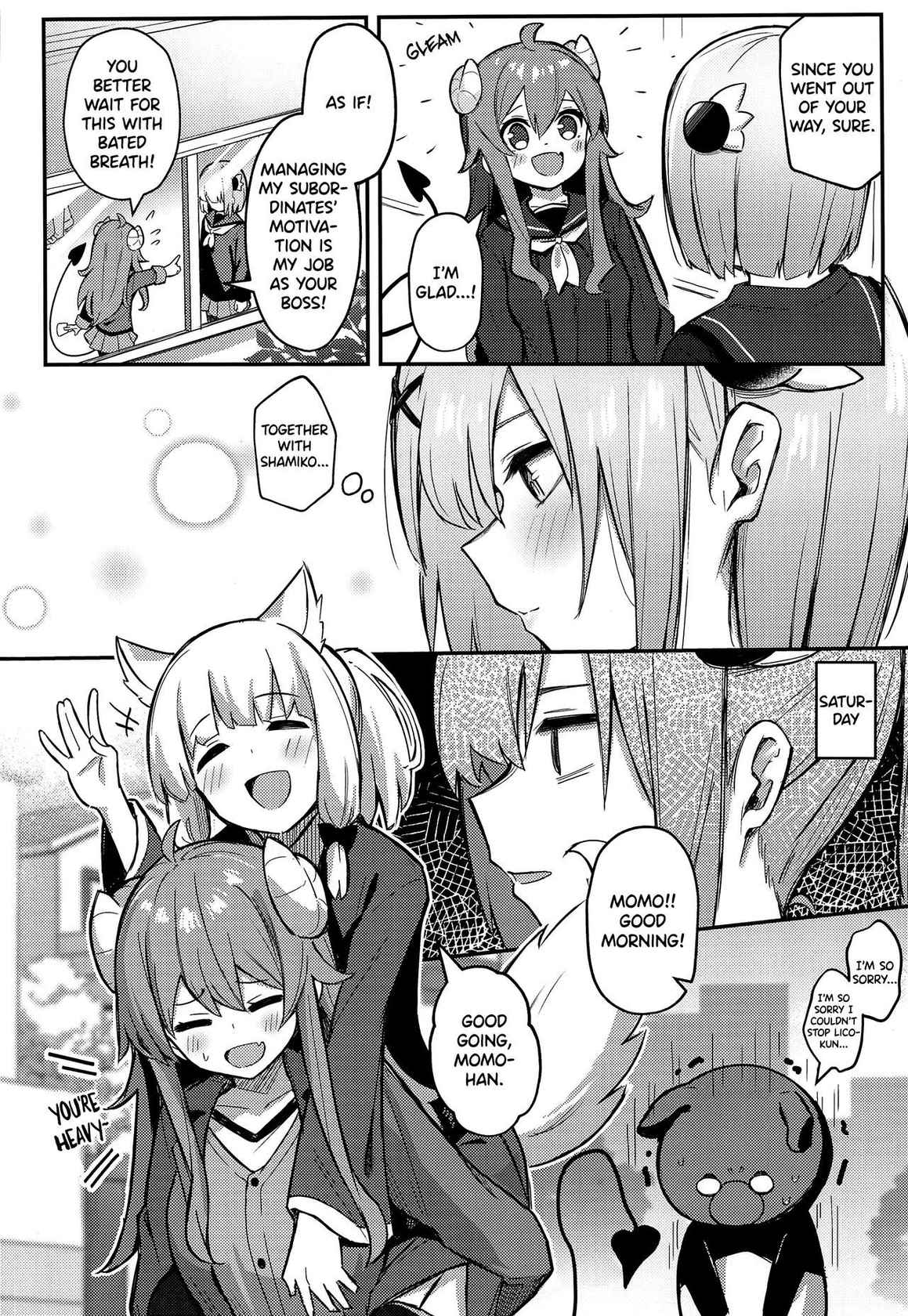 (Natsu no Doujinsai 2022) [Bochi Bochi no Ki (Borusiti)] Momo-chan Yamiochi Shita!? (Machikado Mazoku) [English] [Scanderp Showlations]